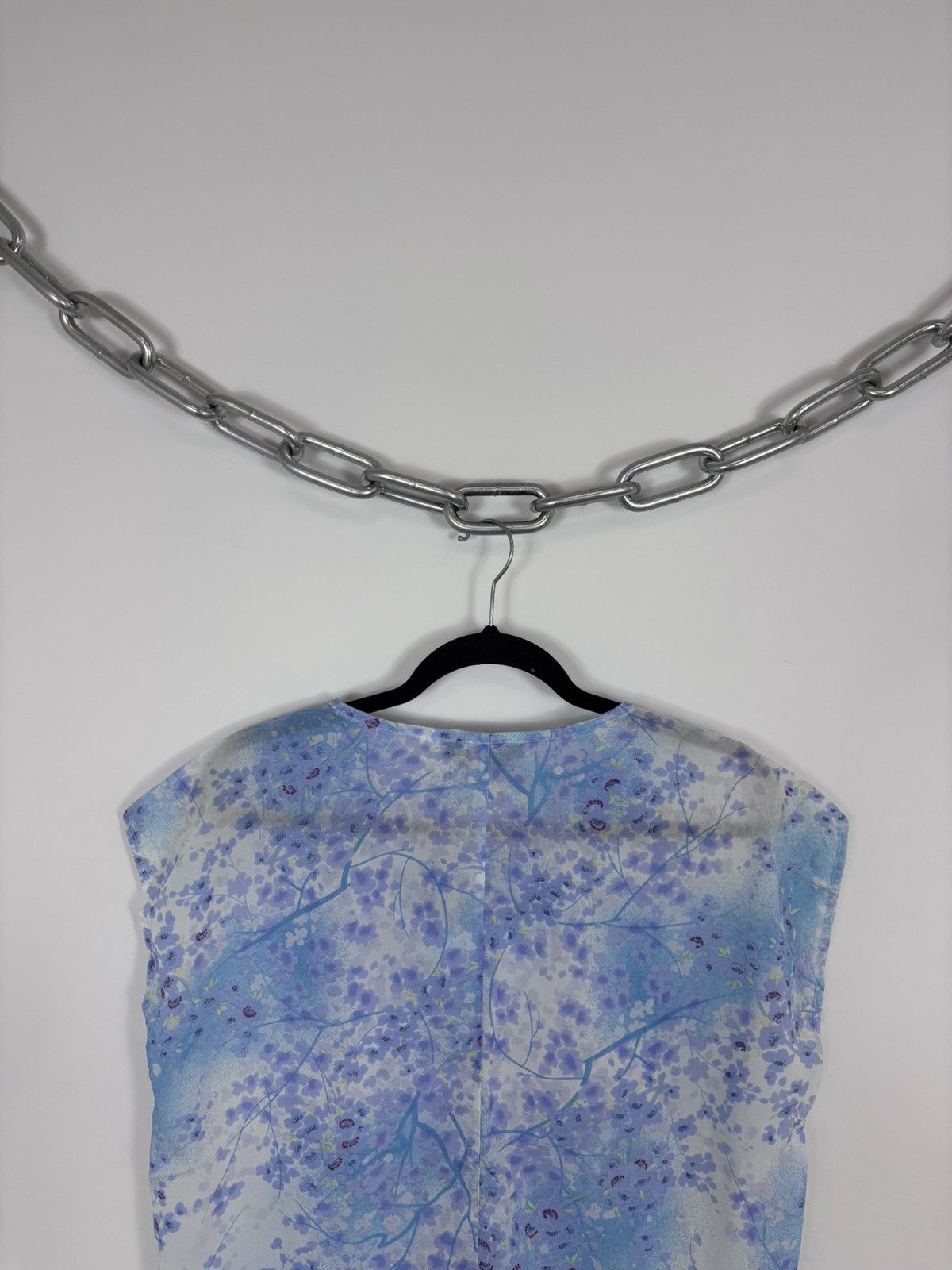 Max Mara Vintage Max Mara Women’s Blue Floral Blouse T-Shirt Top Size M / US 6-8 / IT 42-44 - 11 Thumbnail
