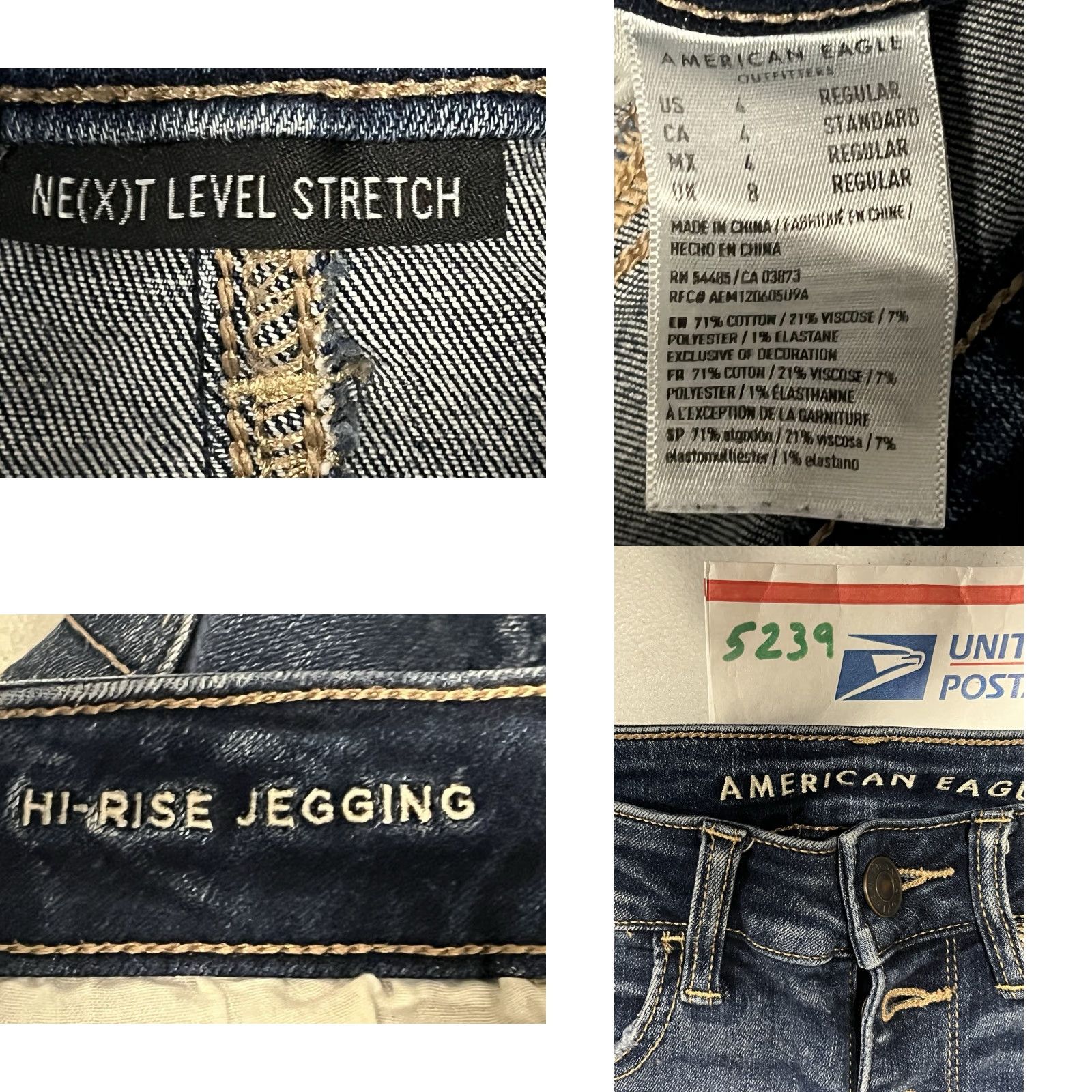American Eagle Outfitters American Eagle Outfitters Jegging Jeans - Hi-Rise, Regular, Size 4, Stretch, Blue, Denim, Women Size 27" / US 4 / IT 40 - 8 Thumbnail