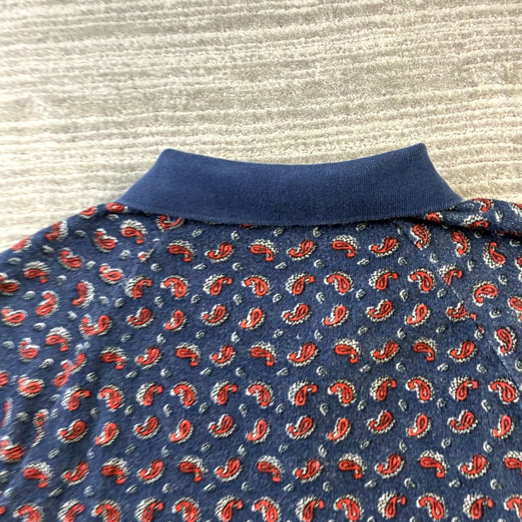 J.Crew J. Crew Polo Shirt Mens Medium Blue Terry Cloth Beach Pool Towel Cotton Paisley Size US M / EU 48-50 / 2 - 5 Thumbnail