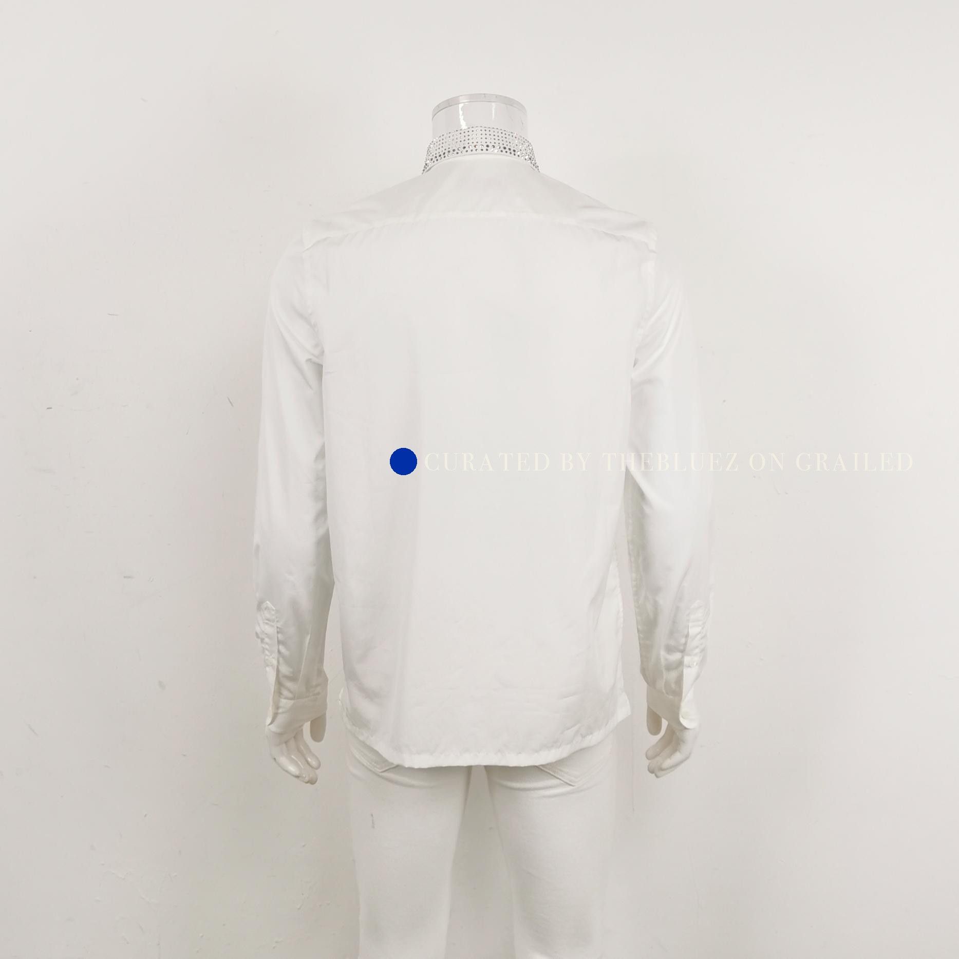Prada Studded Cotton Button-Up Shirt in White Size US M / EU 48-50 / 2 - 1 Thumbnail