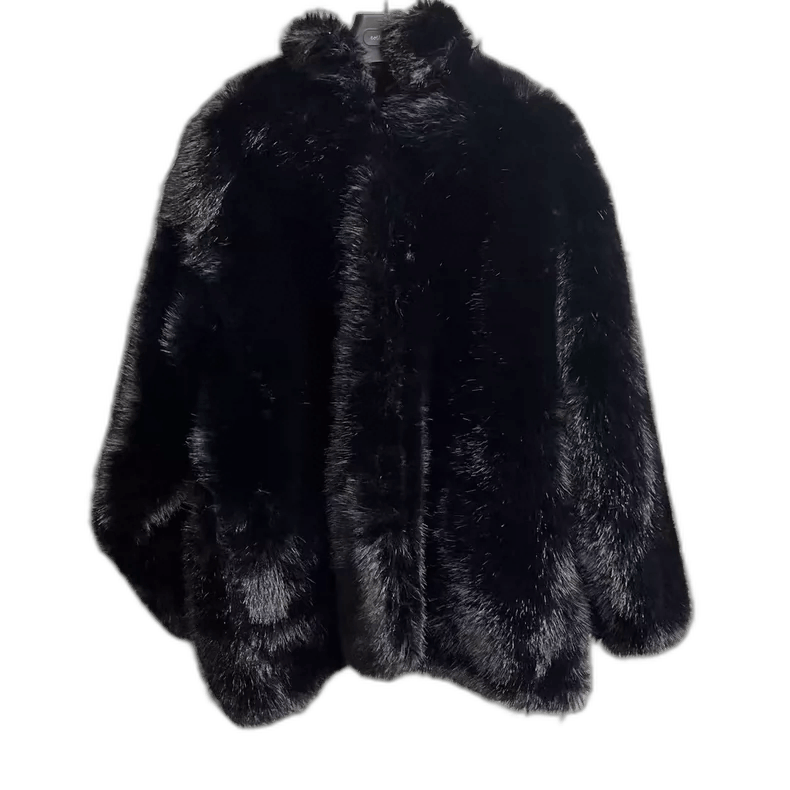 Balenciaga Black Logo High Collar Casual Fur