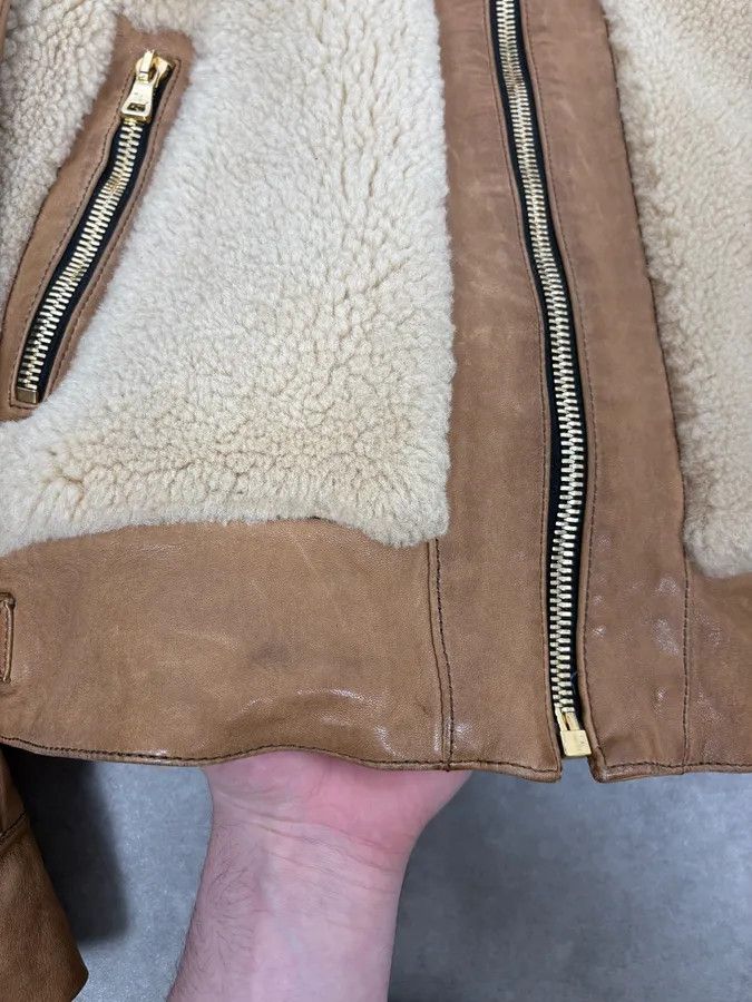 Balmain 2010s Balmain Beige & Brown Shearling Biker Leather Jacket Size US S / EU 44-46 / 1 - 11 Thumbnail