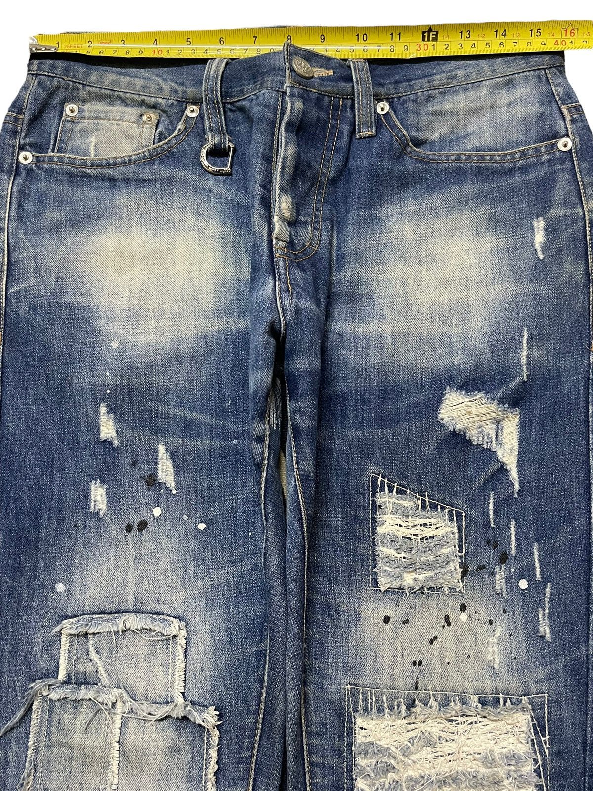 14th Addiction Vintage Japanese Brand Patches Distress Paint Splatter Jeans Size US 31 - 11 Thumbnail