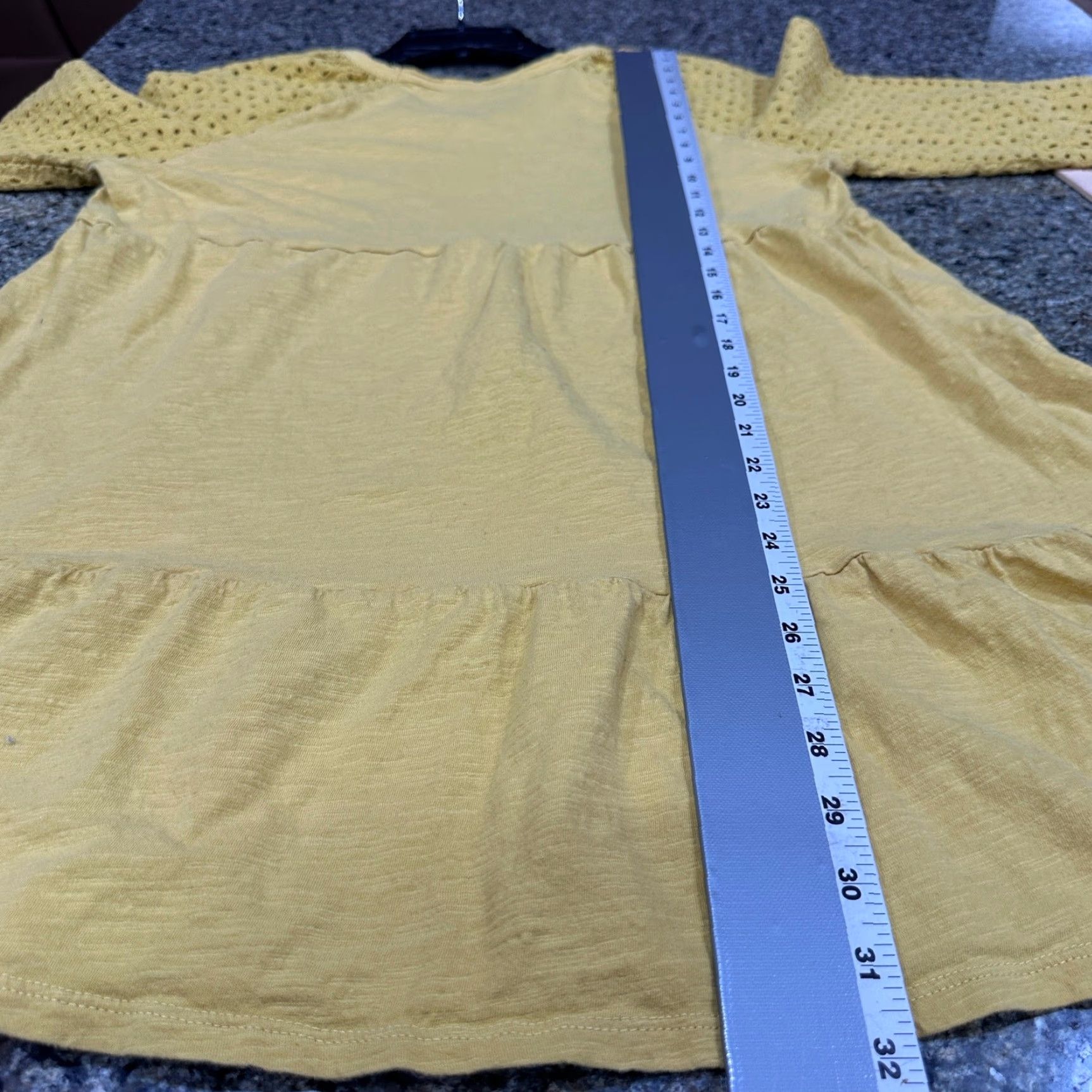 Vintage Time and Tru Tunic Dress Women L Yellow Eyelet Long Sleeve Boho A-Line 100% Cotton Knee Length Casual Size L / US 10 / IT 46 - 6 Thumbnail