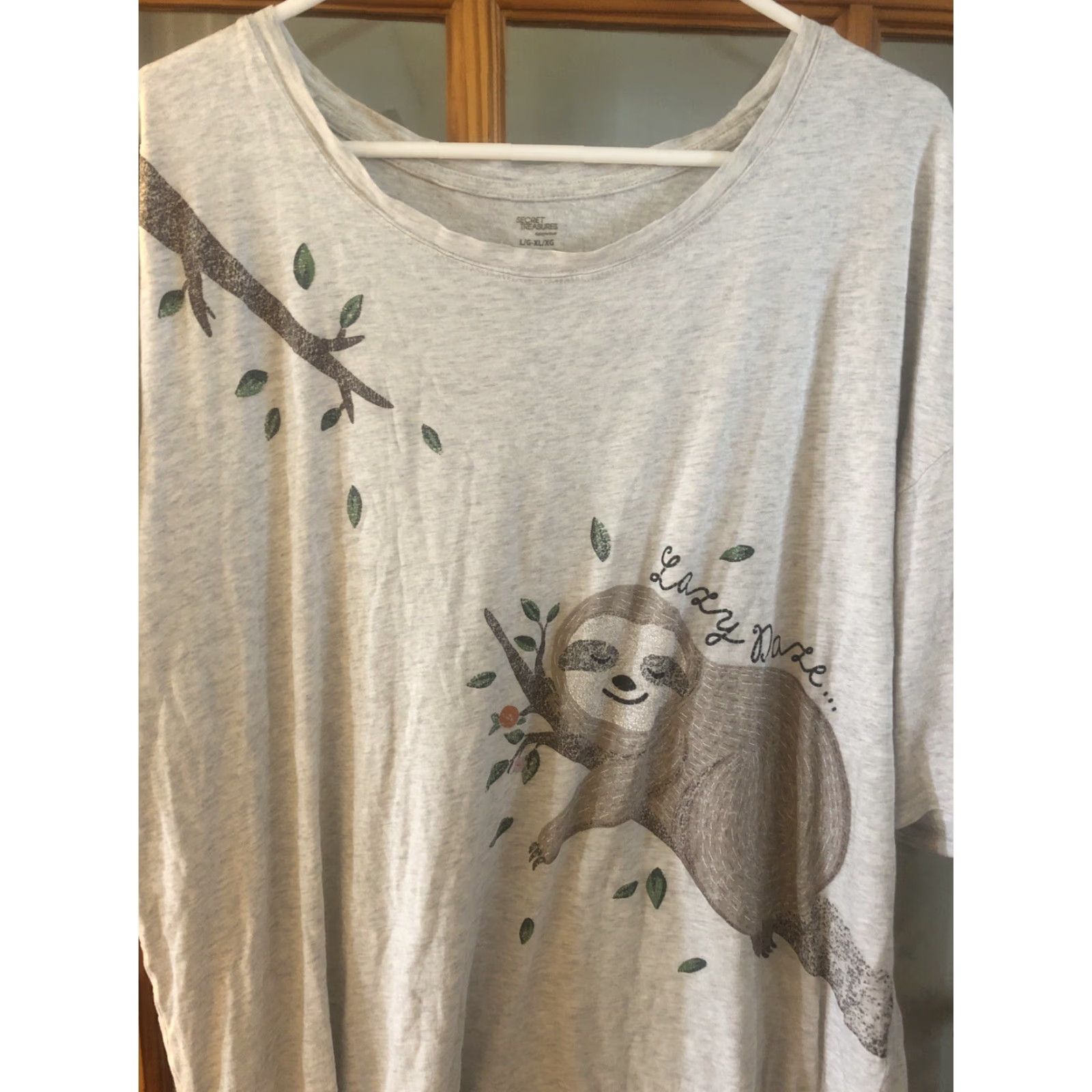 Vintage Secret Treasures Women's Pajamas Gown L Night Top Gray Cotton Blend Crew Neck Short Sleeve Lounge Size L / US 10 / IT 46 - 4 Thumbnail