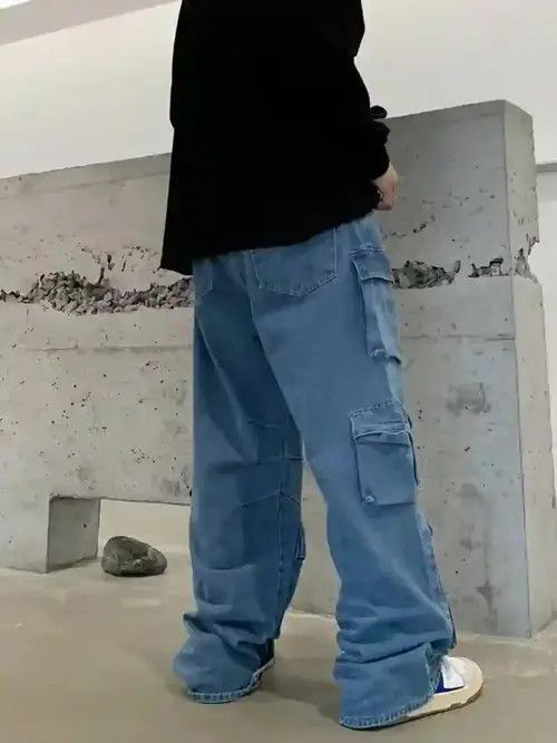 VIBE y2k faded cargo baggy jeans Size US 30 / EU 46 - 4 Thumbnail