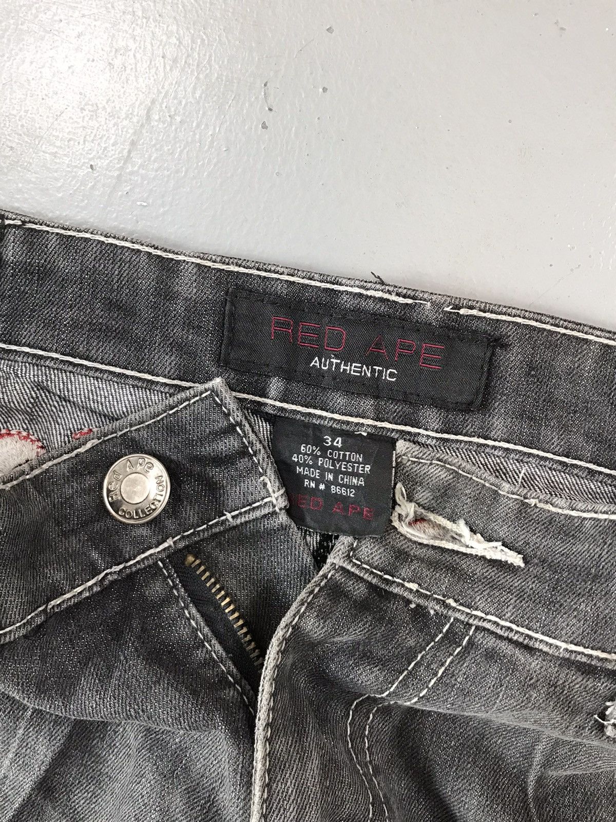 Vintage Rare vintage red ape Y2K embroidery denim Size US 35 - 4 Thumbnail