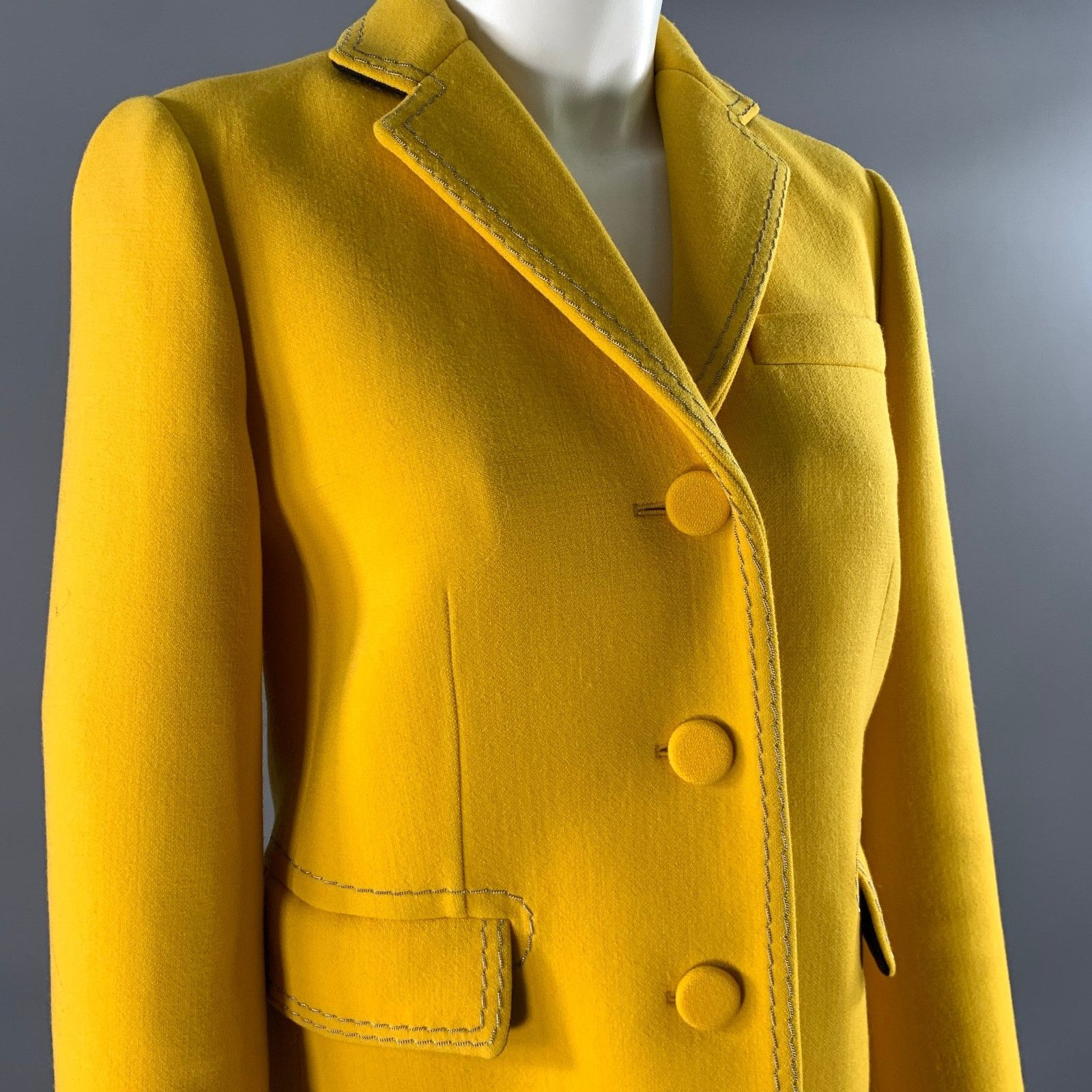 Bottega Veneta BOTTEGA VENETA Size 4 Wool Polyamide Chain Stitch Blazer Size S / US 4 / IT 40 - 2 Thumbnail