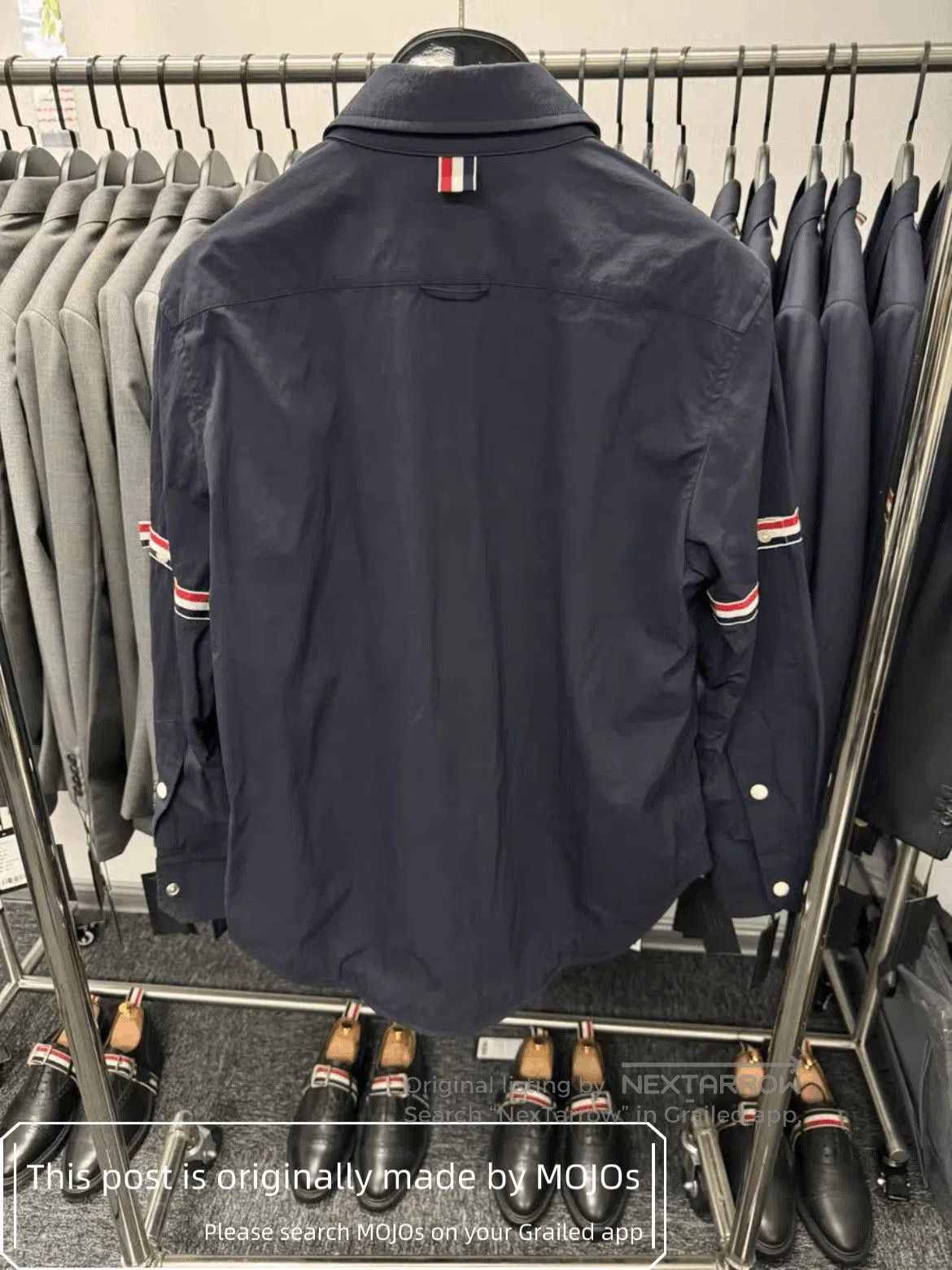 Thom Browne Sz 0 Thom Browne Double Sleeves Navy Stripe Shirt. Size US XS / EU 42 / 0 - 2 Thumbnail
