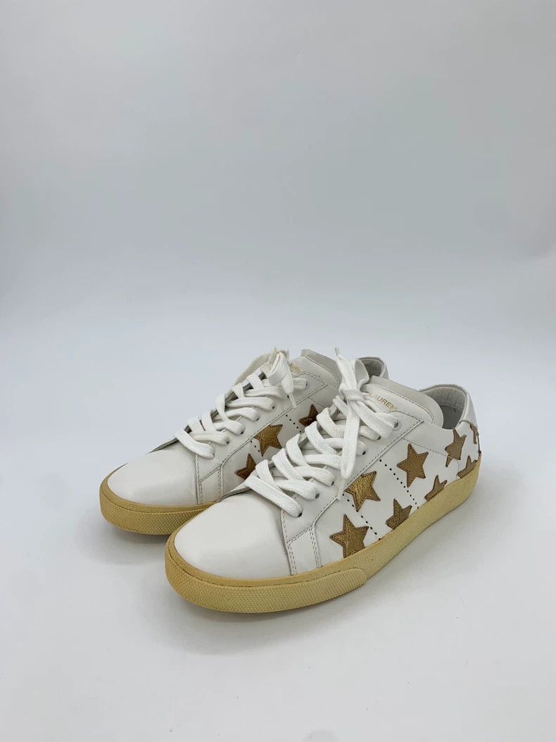 Saint Laurent Paris Saint Laurent Paris White star round head lace-up leisure Size US 9.5 / IT 39.5 - 1 Thumbnail