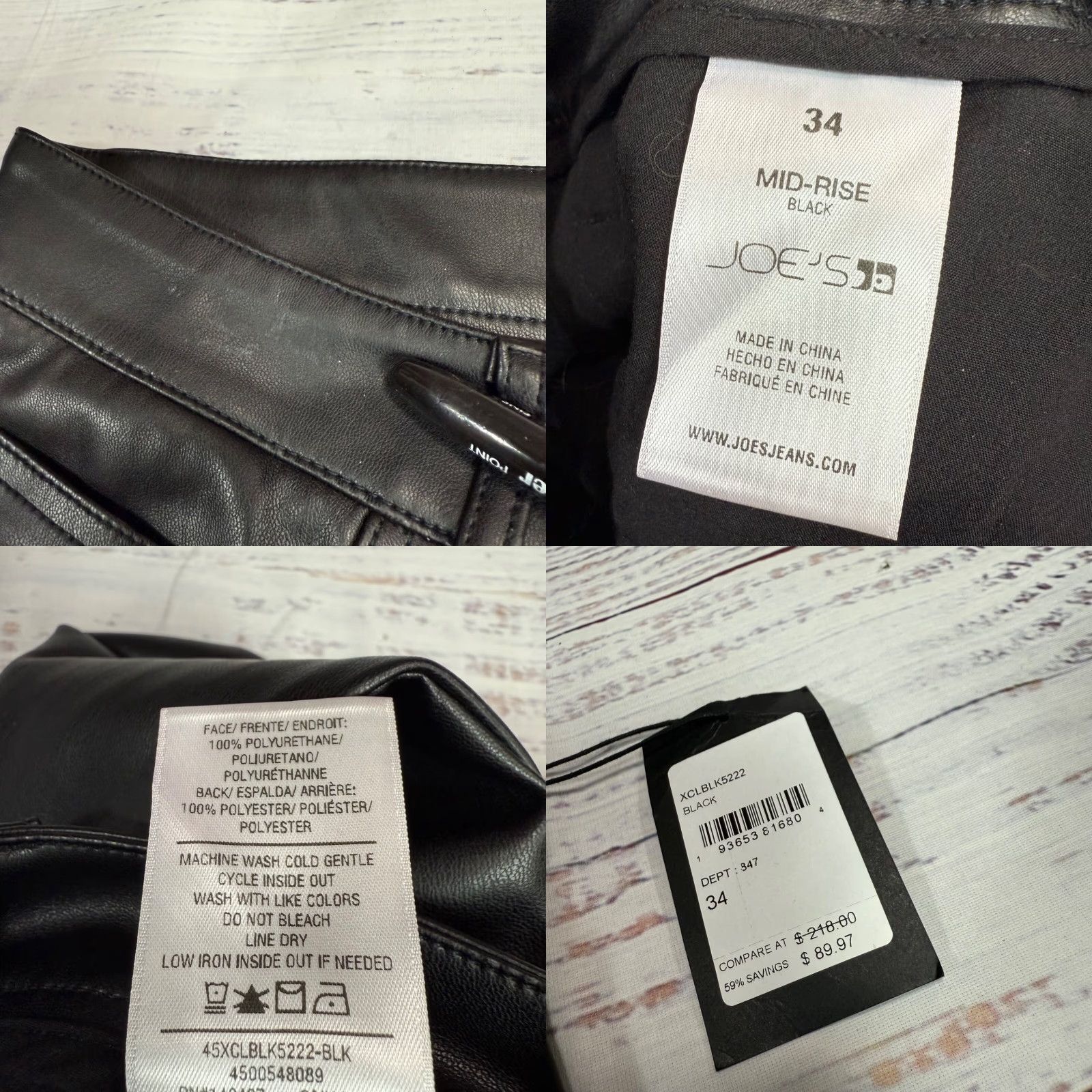 Vintage Joe's Jeans Womens Faux Leather Pants 34 Black Straight Size 34 New Size 24" / US 00 / IT 34 - 8 Thumbnail