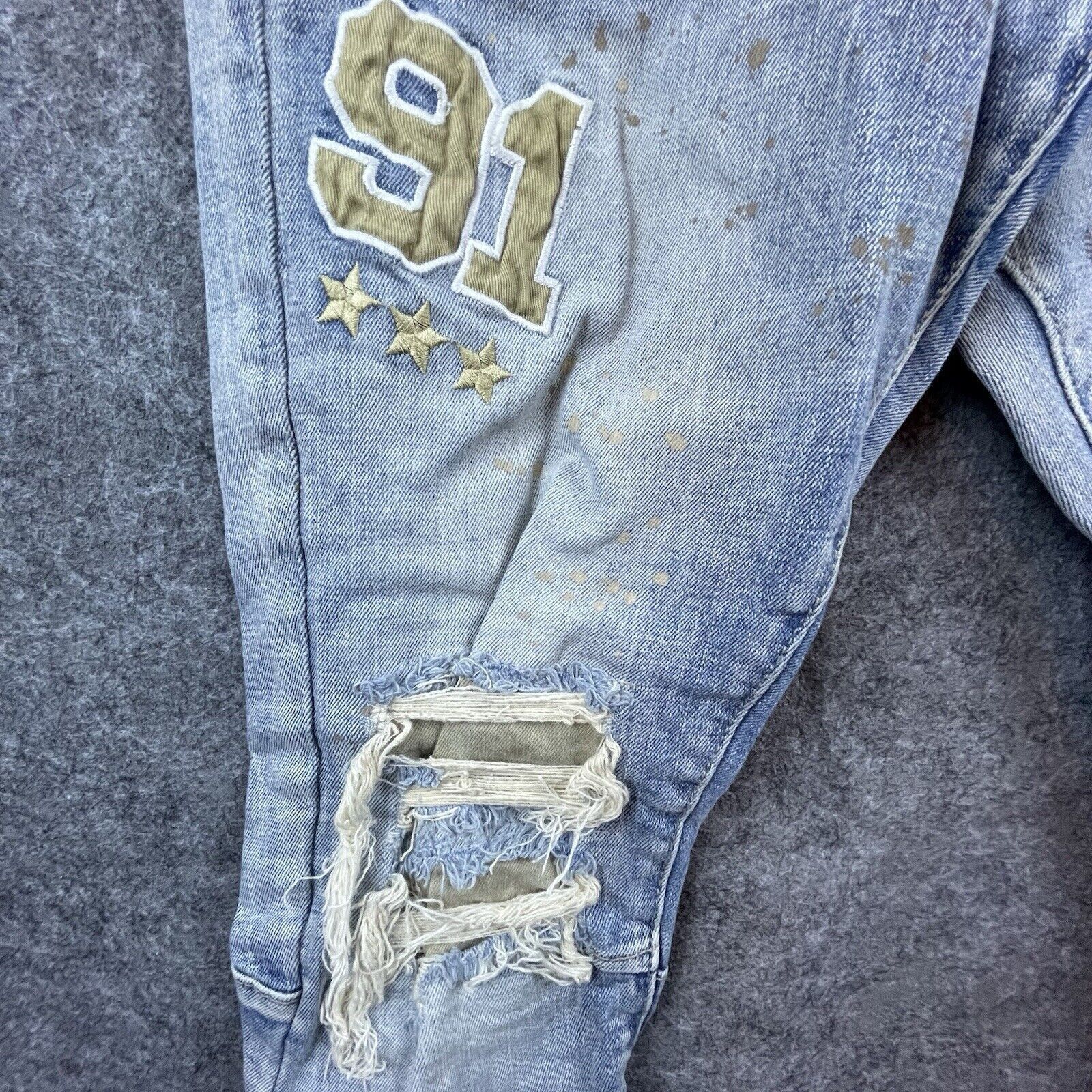 Smoke Rise Smoke Rise Jeans Mens 30 Skinny Paint Ripped Patches Varsity Size US 30 / EU 46 - 4 Thumbnail