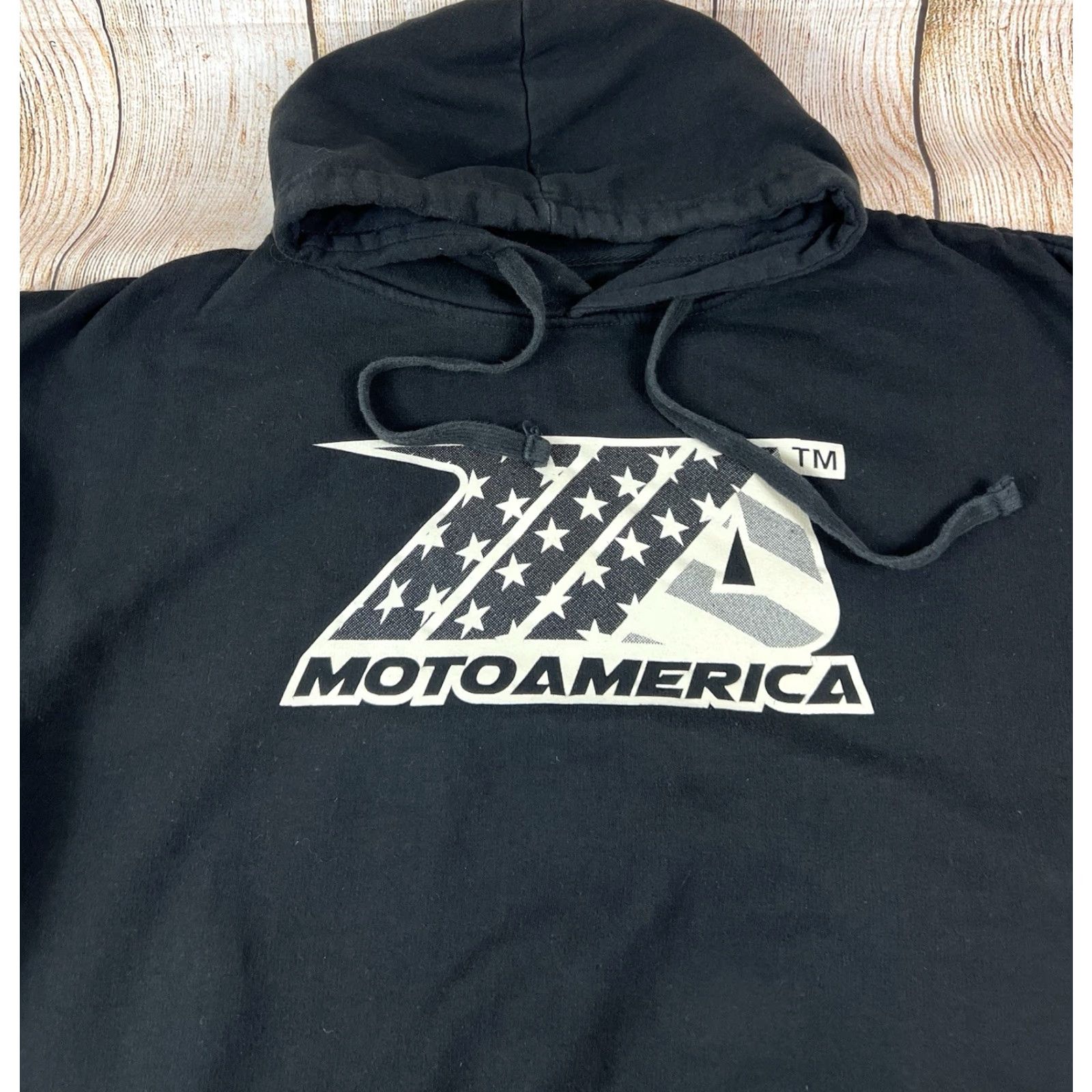 Vintage Motoamerica Hoodie Sweatshirt Large Black Men Hooded Pockets Pullover Motorcycle Sports Classic AMA Superbikes Size US L / EU 52-54 / 3 - 3 Thumbnail