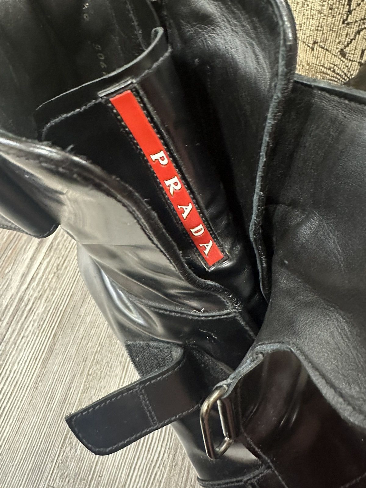 Leather × Prada × Vintage Vintage early 2000s Prada leather moto boots size 8,5 Size US 8.5 / EU 41-42 - 6 Thumbnail
