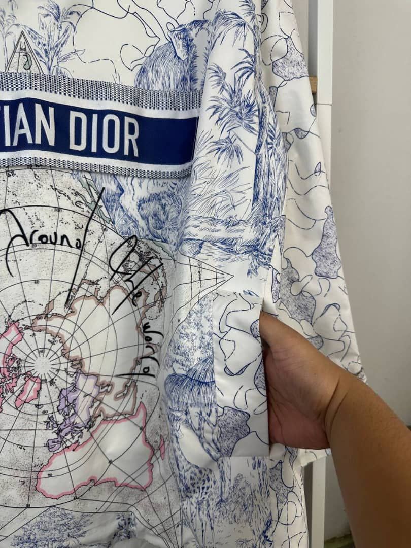 Christian Dior Monsieur White and Blue Printed Around The World Anorak Coat S, 2020 Size US M / EU 48-50 / 2 - 7 Thumbnail