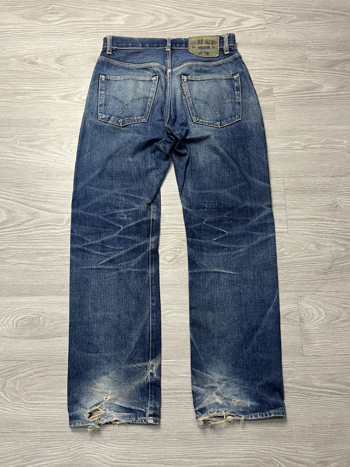Blue Blue Japan Vintage HR Market Blue Blue Japan Selvedge faded Denim Jeans Size US 31 - 2 Thumbnail