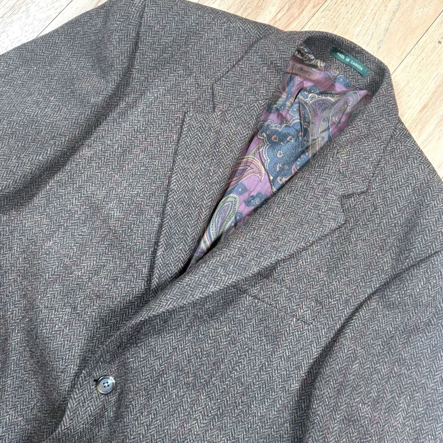 Ralph Lauren Lauren Ralph Lauren Blazer Mens Wool 41R Houndstooth Paisley Lining Brown 42 Regular Overcoat Womens Men’s? Size 42R - 7 Thumbnail