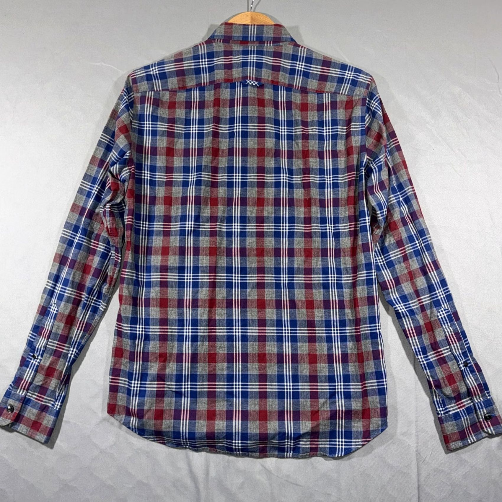 Vince Vince Shirt Mens Small Blue Red Plaid 100% Cotton Button-Down Long Sleeve Casual Size US S / EU 44-46 / 1 - 2 Thumbnail
