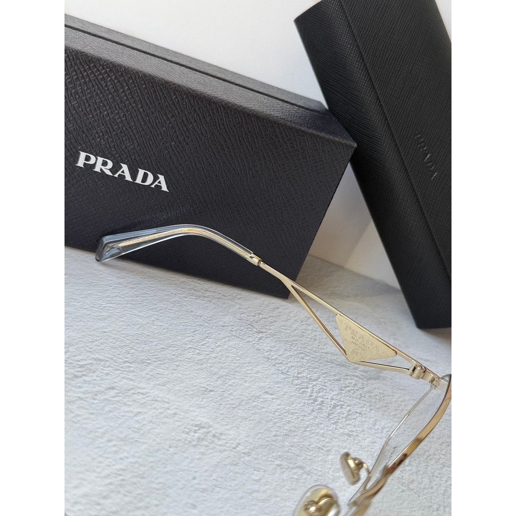 Prada NEW Prada PR A53V Gold Hexagon Unisex Eyeglasses Frames Size ONE SIZE - 7 Thumbnail
