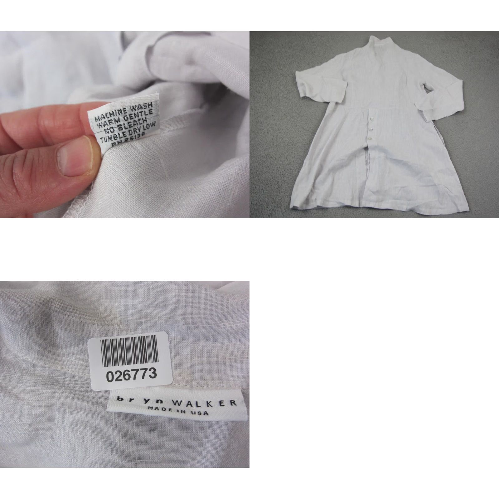 Vintage Bryn Walker Jacket Womens XL Gray Lilac 100% Linen Made in USA Size XL / US 12-14 / IT 48-50 - 9 Thumbnail