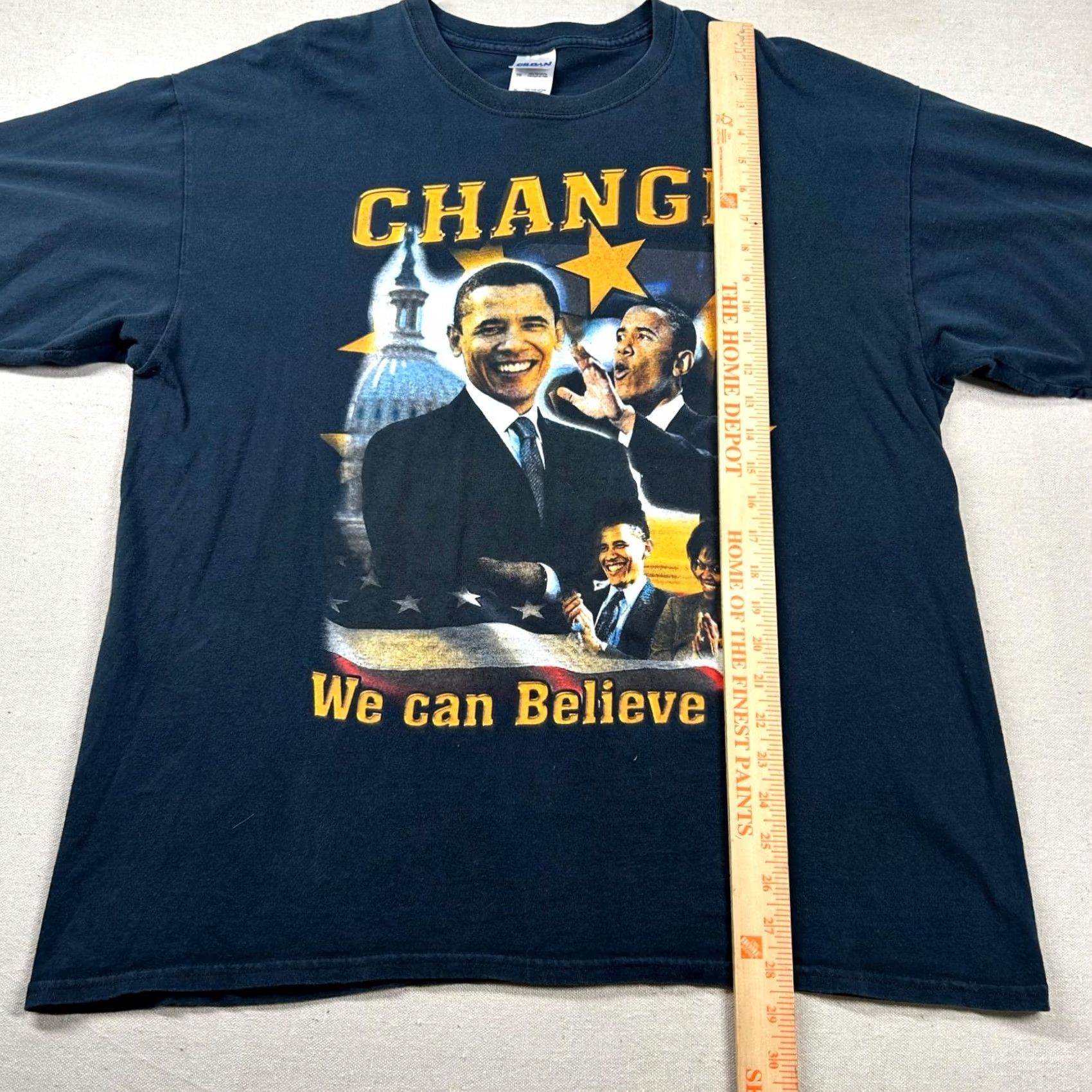Gildan Barack Obama Rap Tee Mens XL Black Gildan Heavy Cotton T-Shirt Polit Politics Crew Neck Short Sleeve Size US XL / EU 56 / 4 - 6 Thumbnail