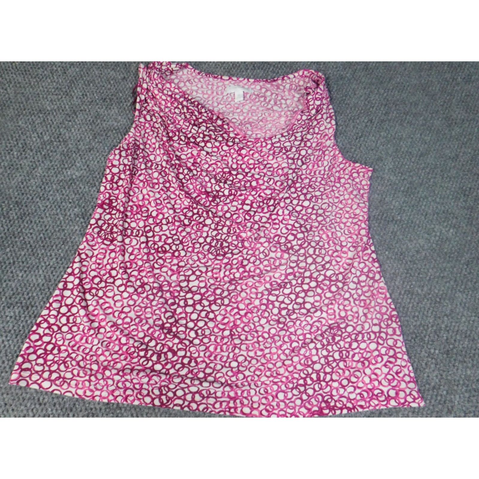Charter Club Charter Club Blouse Purple Geometric Circles 0X Cap Sleeve Round Neck Casual Womens Regular Stretch Button Knit Polyester Vintage No Size XL / US 12-14 / IT 48-50 - 3 Thumbnail