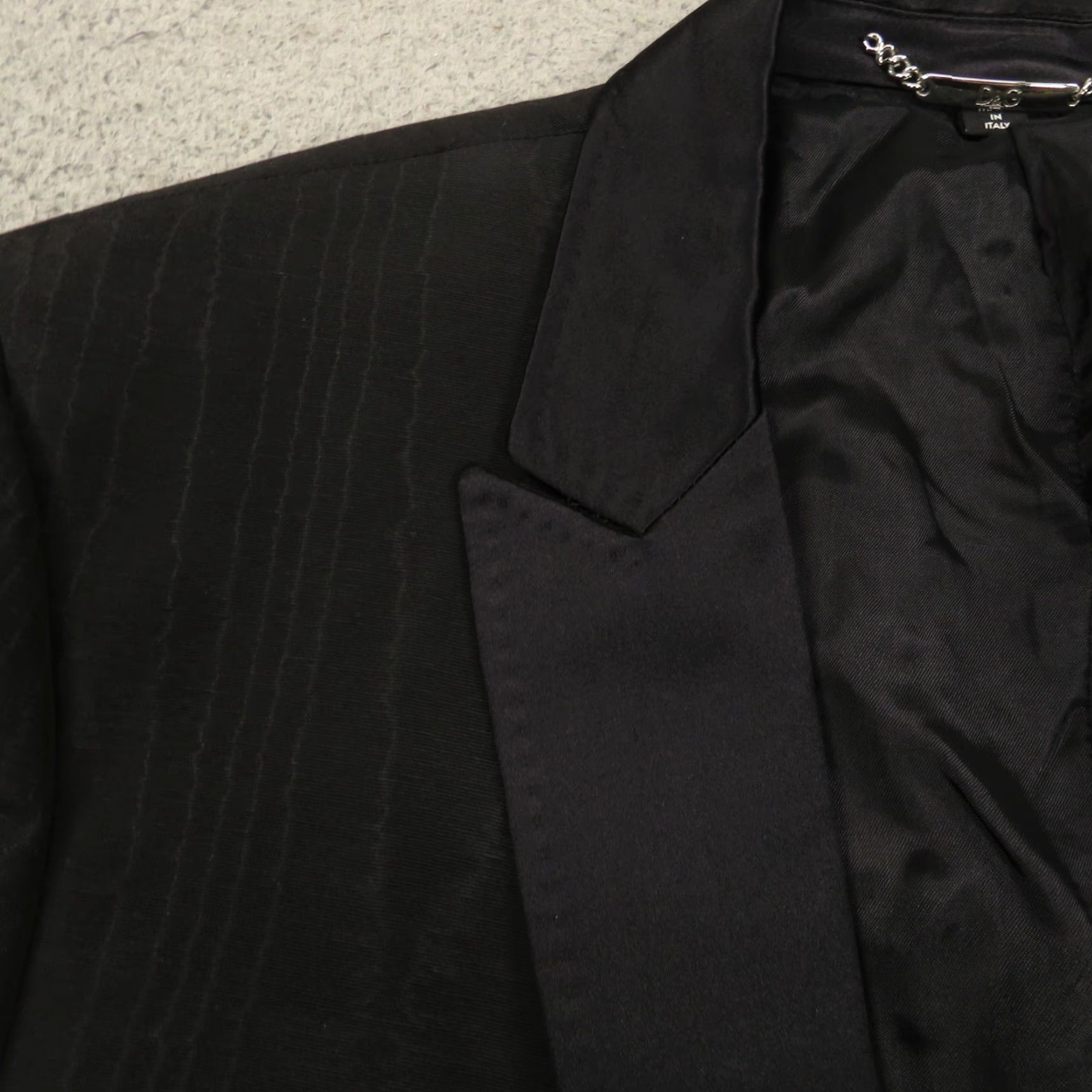 Dolce & Gabbana Dolce&Gabbana Blazer 42R Silk Acetate Formal Dinner Woodgrain Print Jacket Coat Men Regular Black Geometric Peak Lapel Vintage N/A Size 42R - 5 Thumbnail