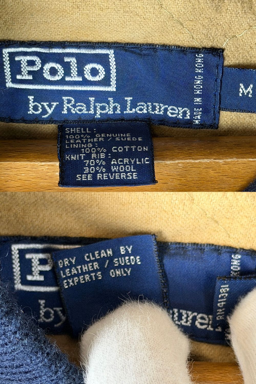 Polo Ralph Lauren PRL 90s Full-Leather Varsity (Black/Tan) Hong Kong Made Size US M / EU 48-50 / 2 - 4 Thumbnail
