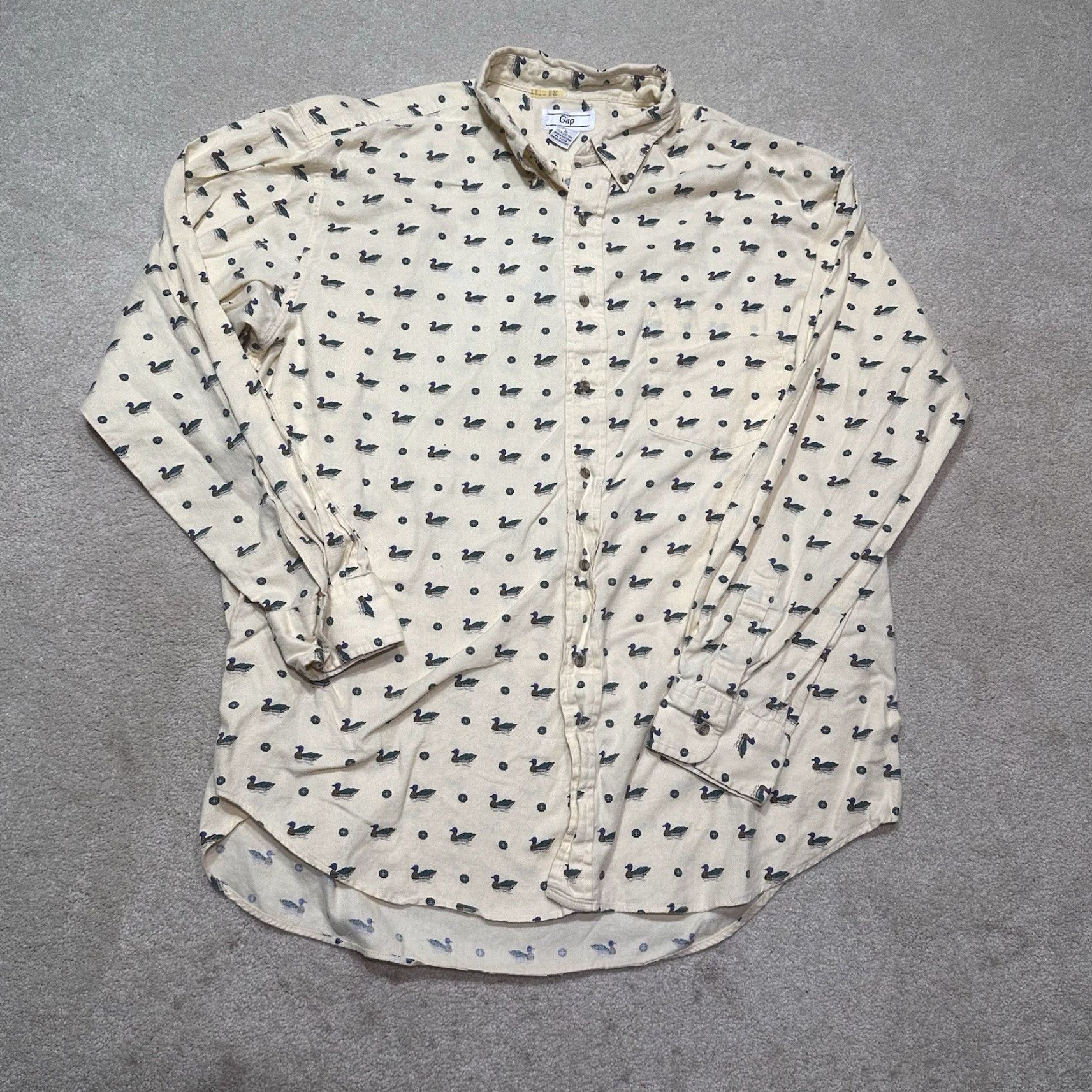Gap VINTAGE Gap Button-Up Shirt Mens XL Yellow Duck AOP Hong Kong 80s Preppy Military Classic Casual Size US XL / EU 56 / 4 - 2 Thumbnail