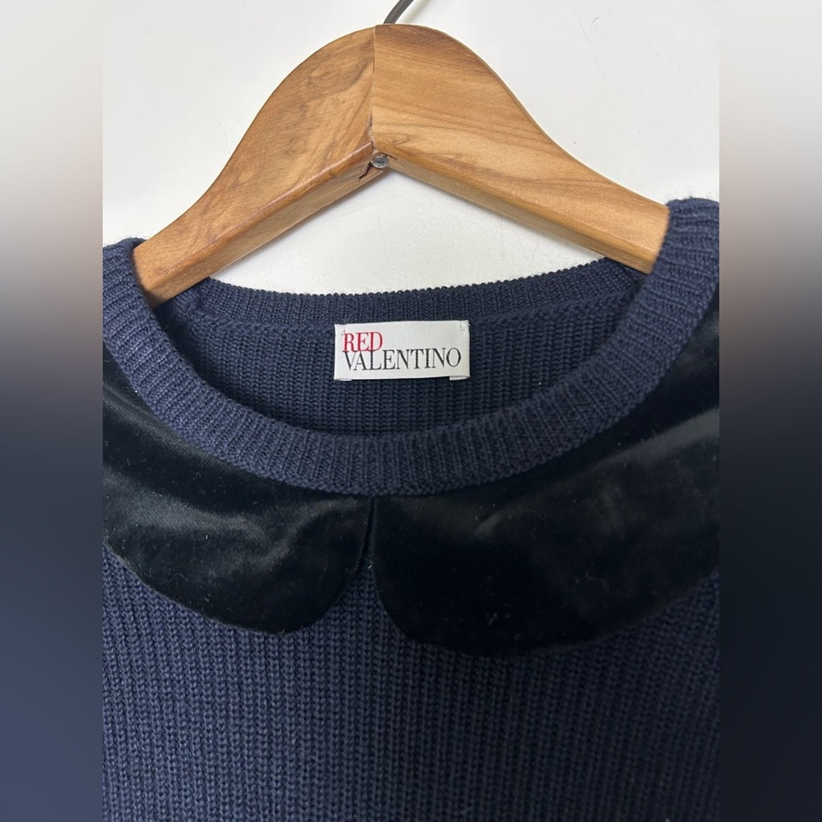 RED Valentino Red Valentino Blue Wool Peter Pan Collar Mini Dress Size XS / US 0-2 / IT 36-38 - 3 Thumbnail
