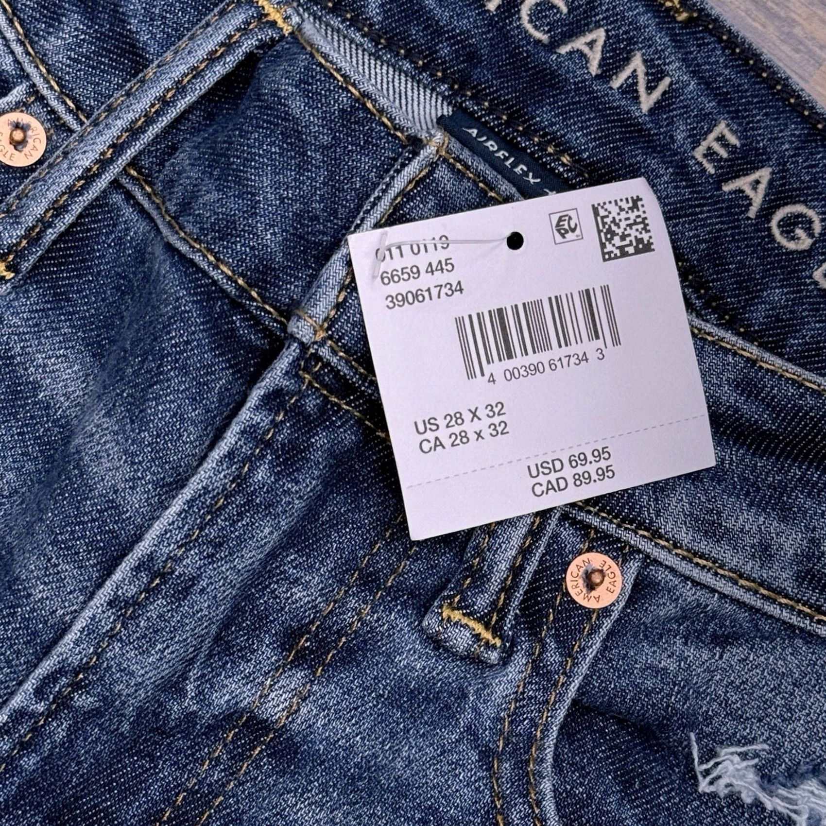 American Eagle Outfitters American Eagle Outfitters Jeans Male 28x32 Slim Distressed Button Logo Belt Loops 5-Pocket Denim Blue Cotton Blend Mid Rise Skinny Modern Comfort Size US 28 / EU 44 - 4 Thumbnail