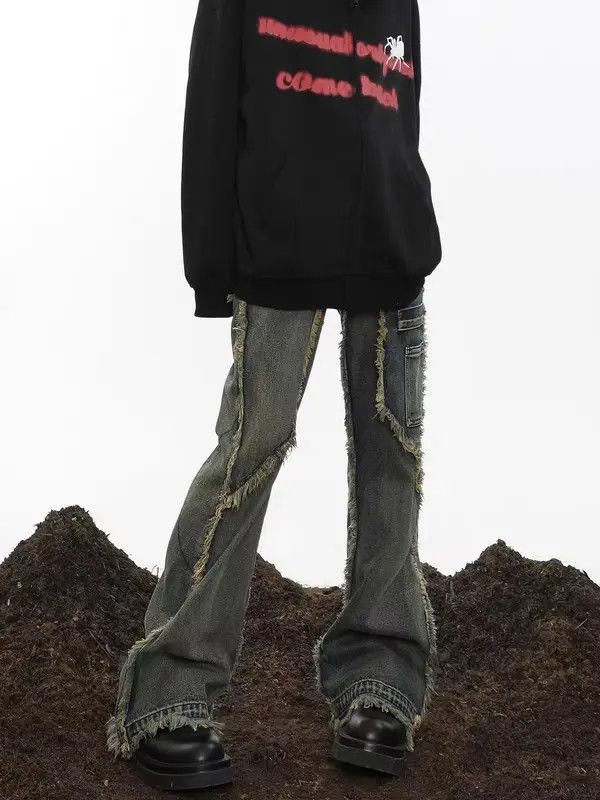 Jean Vintage street wash baggy y2k micro flare jeans Size US 30 / EU 46 - 8 Thumbnail