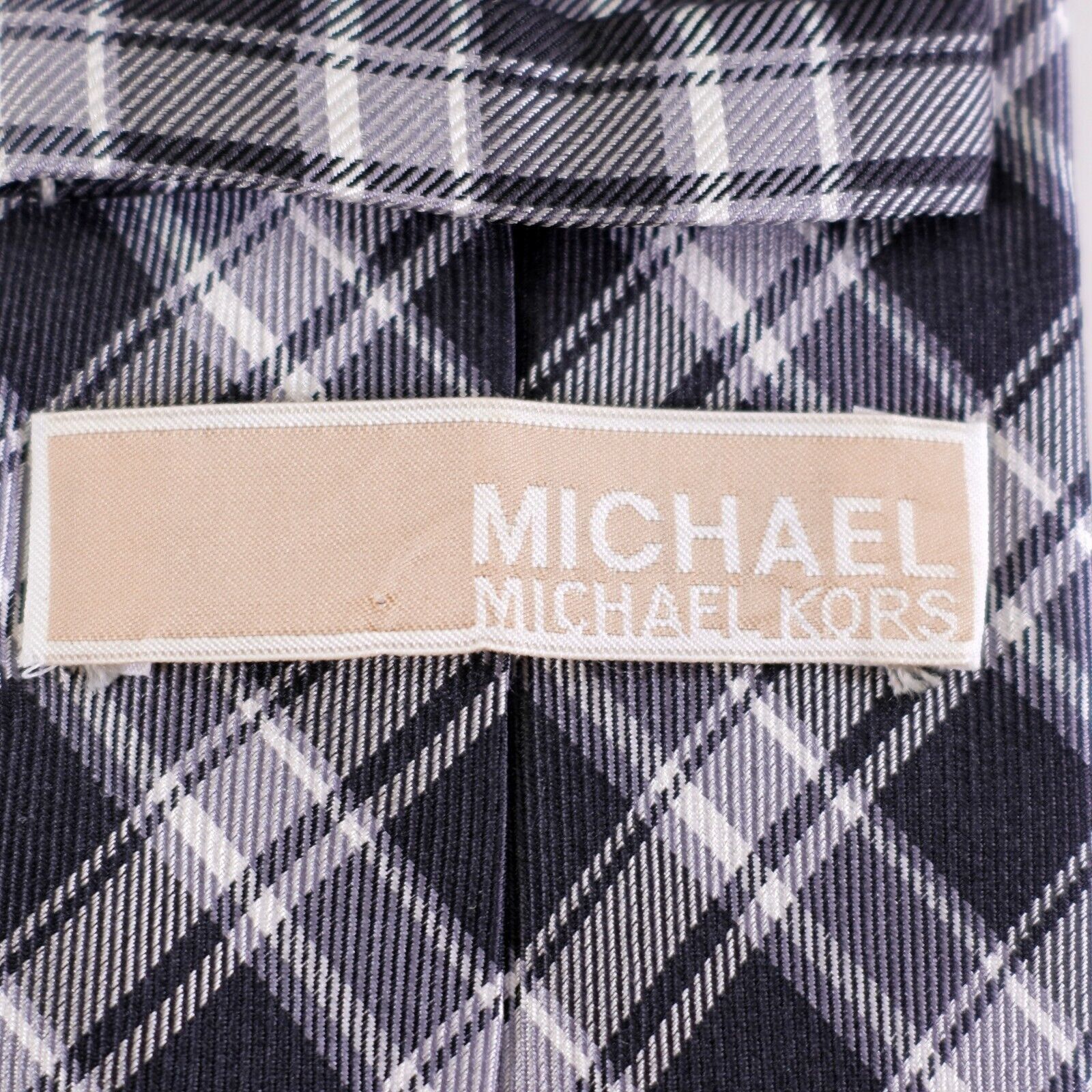 Michael Kors Michael Kors Gray Silver Plaid Woven Silk Tie Size ONE SIZE - 3 Thumbnail