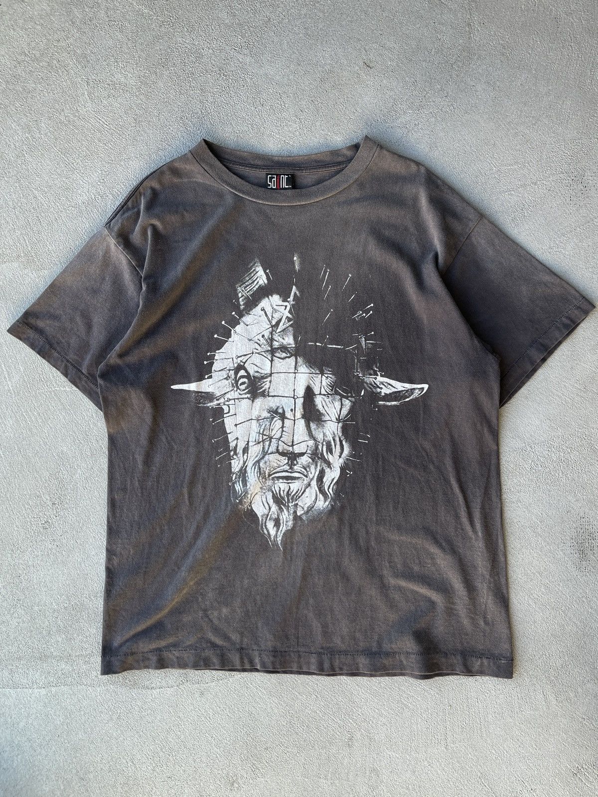 image of Archival! Saint Michael Go To Hell Tee (L) in Faded Black, Men's (Size Large)