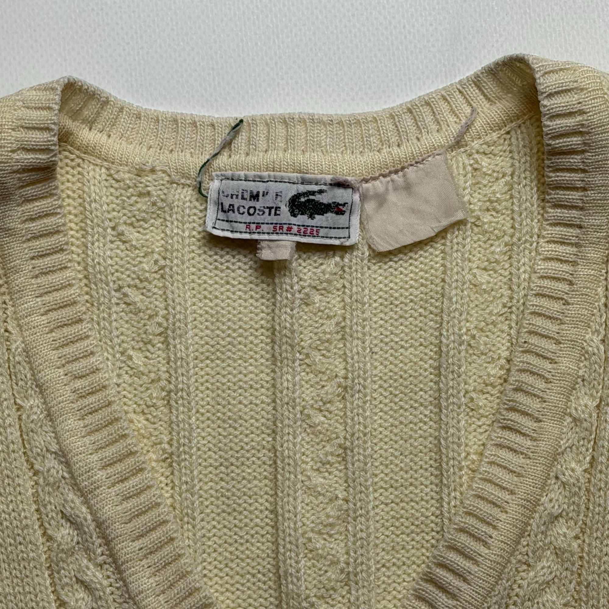 Lacoste Vintage 90s Lacoste Knitted V-Neck Vest Cream/Off-White Size Size M / US 6-8 / IT 42-44 - 3 Thumbnail