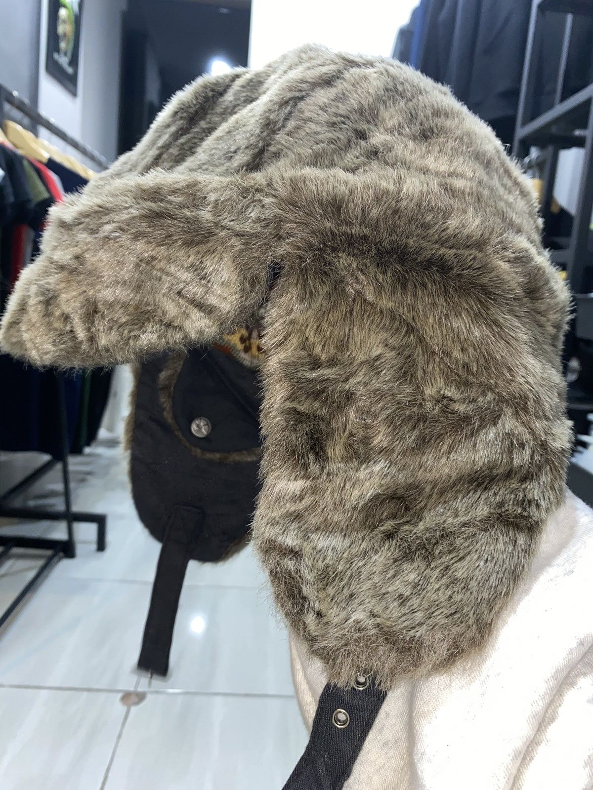 Vintage Japanese Ushanka Fuzzy Mohair Y2k Winter Cold Wind Navajo Size ONE SIZE - 3 Thumbnail