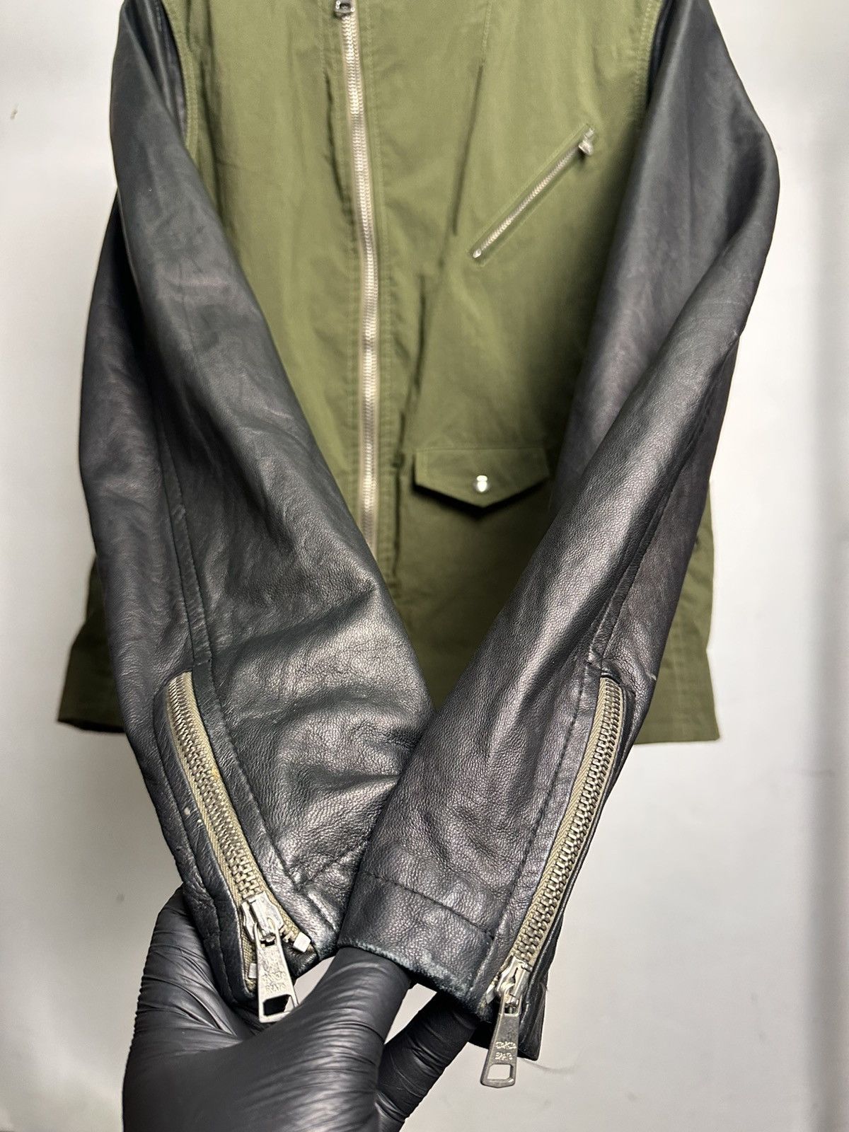 Giorgio Brato Giorgio Brato Ripstop Hybrid Leather Ratti Biker Jacket Size US L / EU 52-54 / 3 - 16 Thumbnail