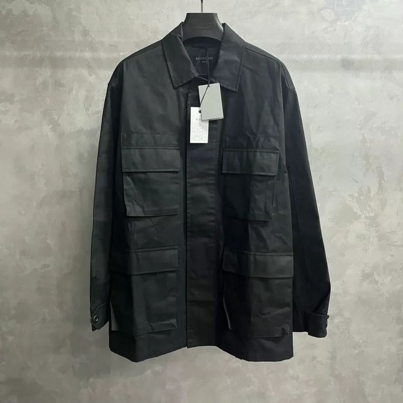 Balenciaga Black breast pocket solid lapel single breasted
