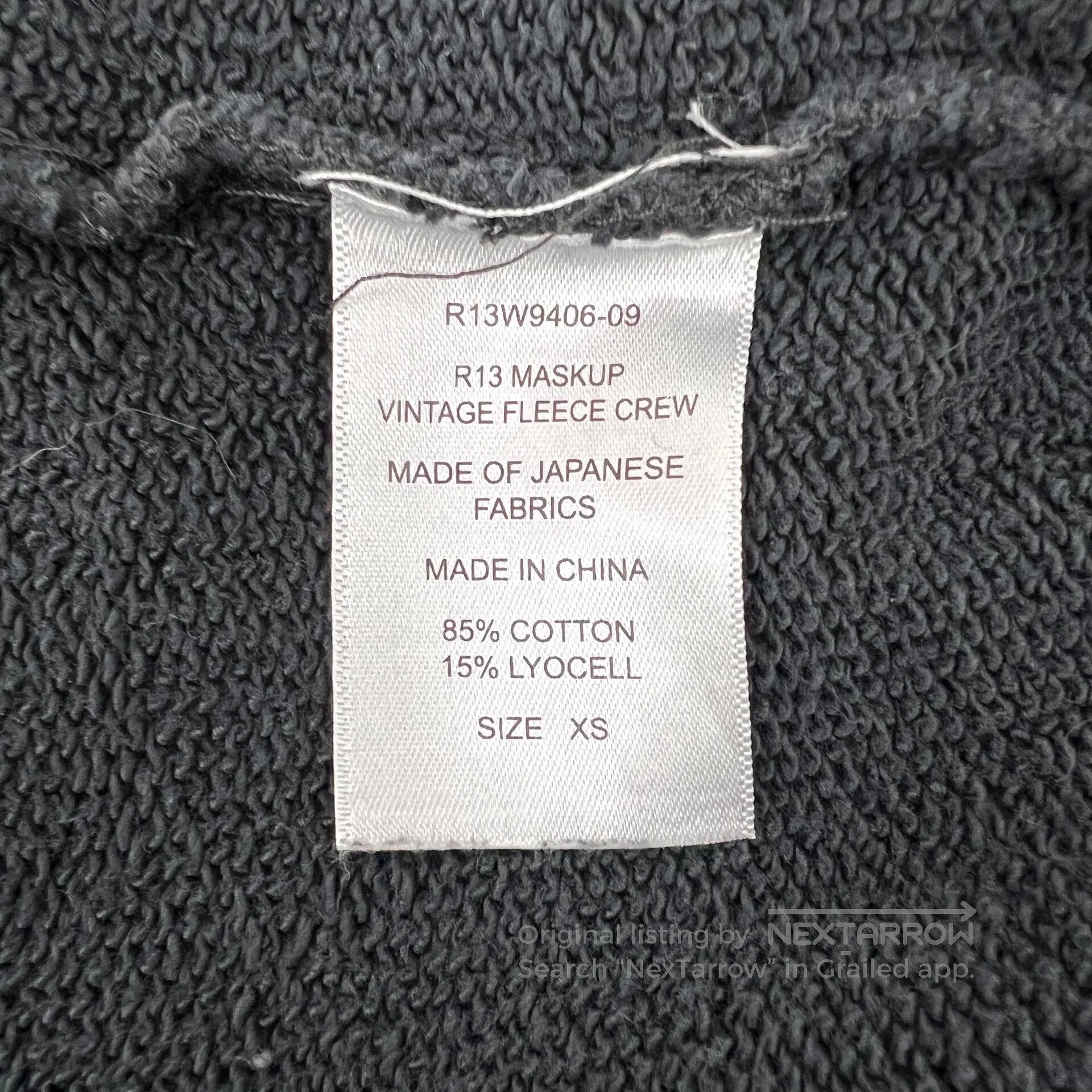 R13 R13 Black washed vintage cotton long-sleeve sweatshirt| Size US XS / EU 42 / 0 - 6 Thumbnail