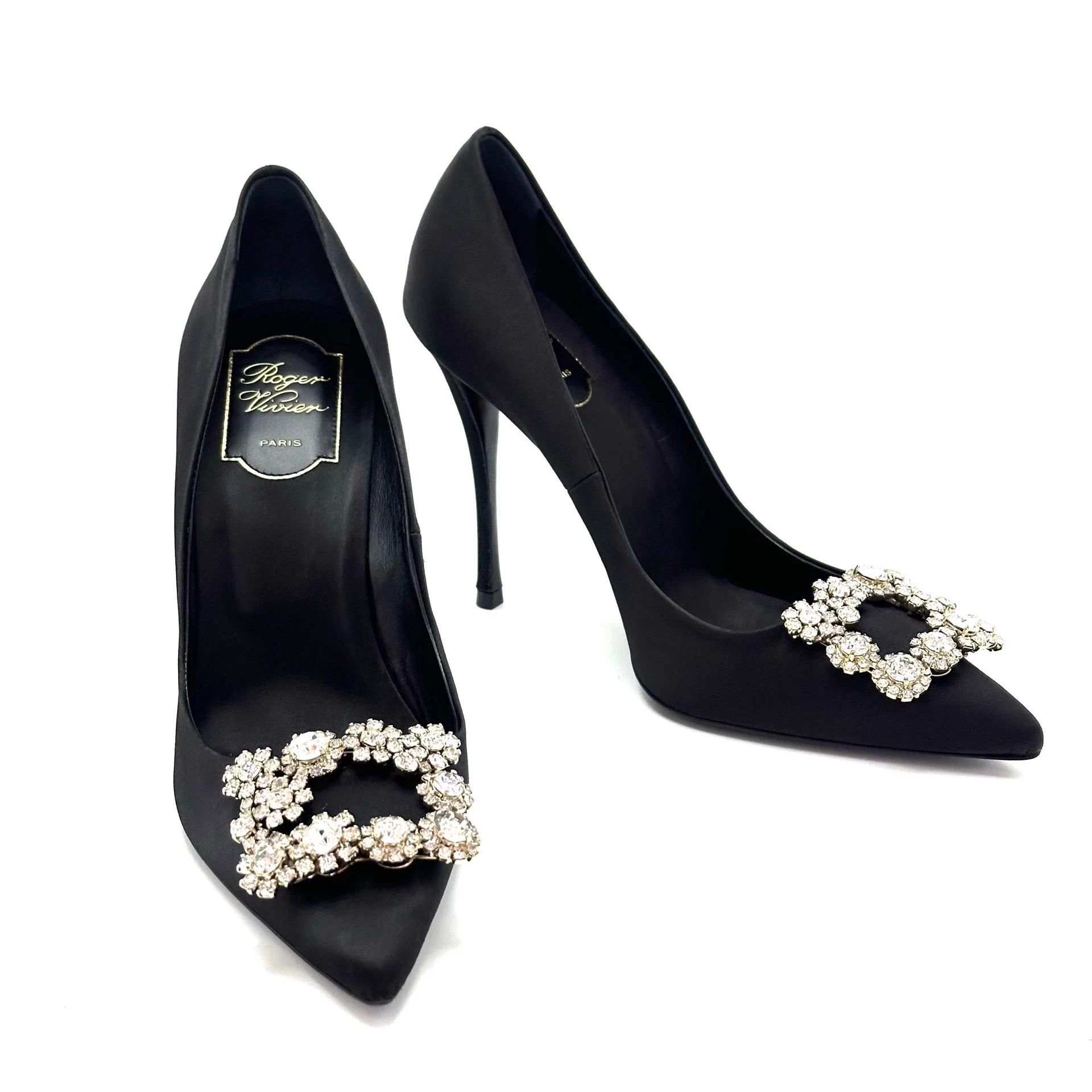 Roger Vivier Roger Vivier Black Crystal Heels 38.5 Size US 7.5 / IT 37.5 - 1 Thumbnail