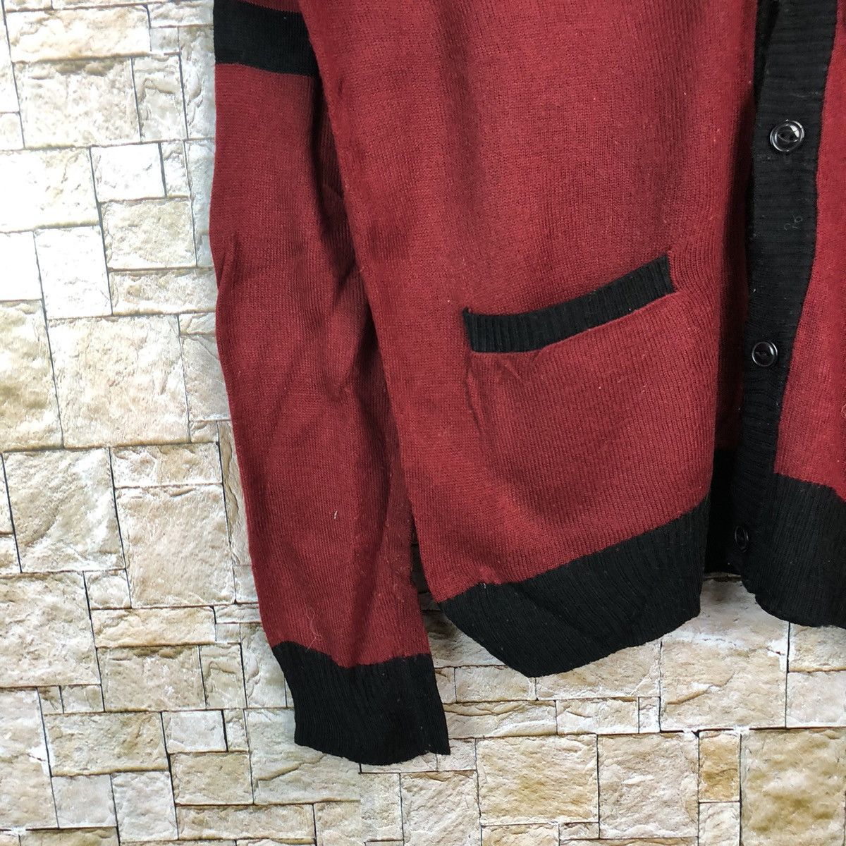 Homespun Knitwear × Japanese Brand Beranfan Red Maroon Cardigan vintage #A654 Size US M / EU 48-50 / 2 - 7 Thumbnail