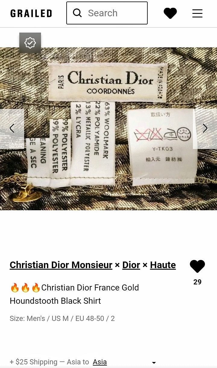 Christian Dior Monsieur 🔥🔥🔥Christian Dior France Gold Houndstooth Black Shirt Size US M / EU 48-50 / 2 - 8 Thumbnail