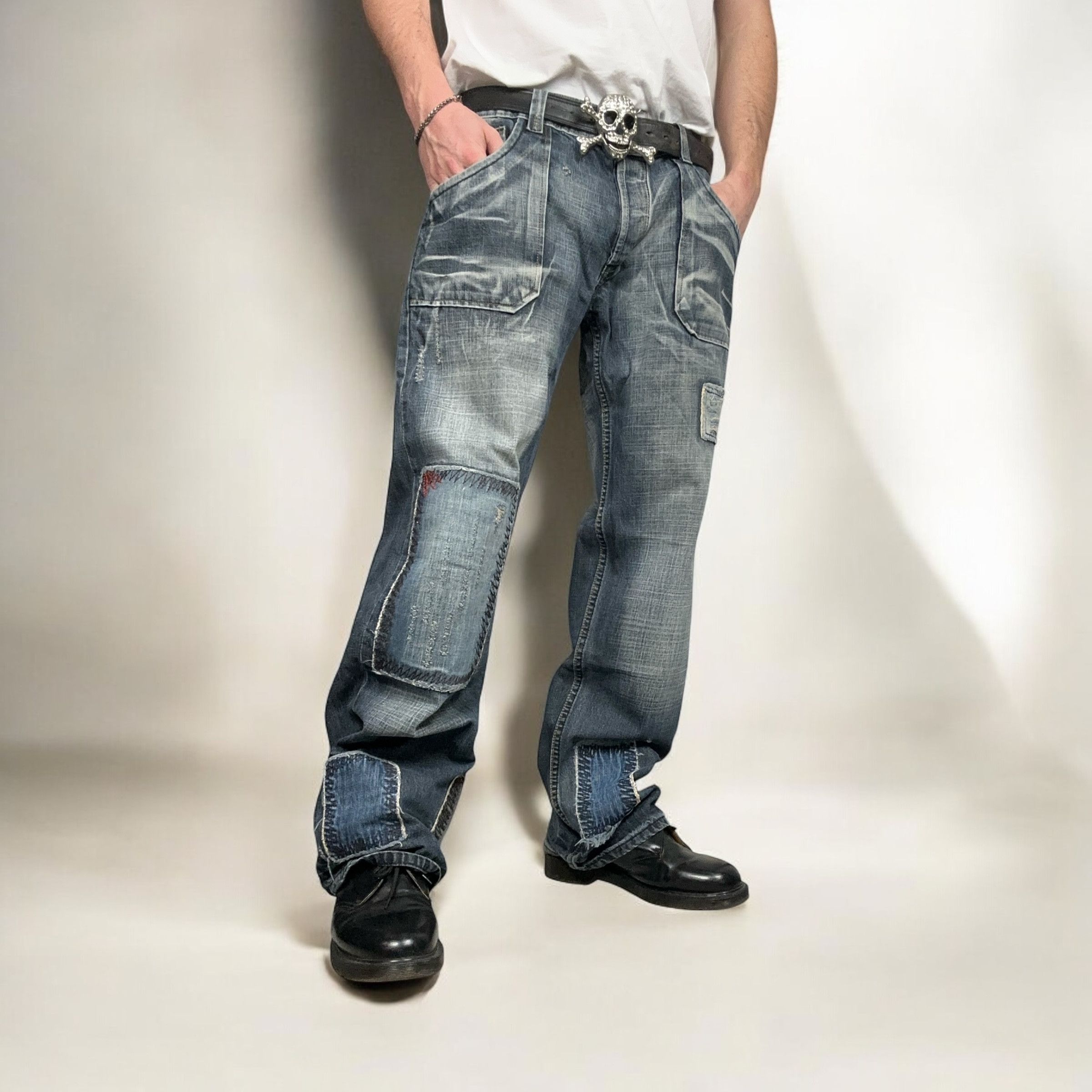Japanese Brand × Vintage Vintage y2k Reworked Washed Baggy Denim Pants Jeans Size US 36 / EU 52 - 3 Thumbnail