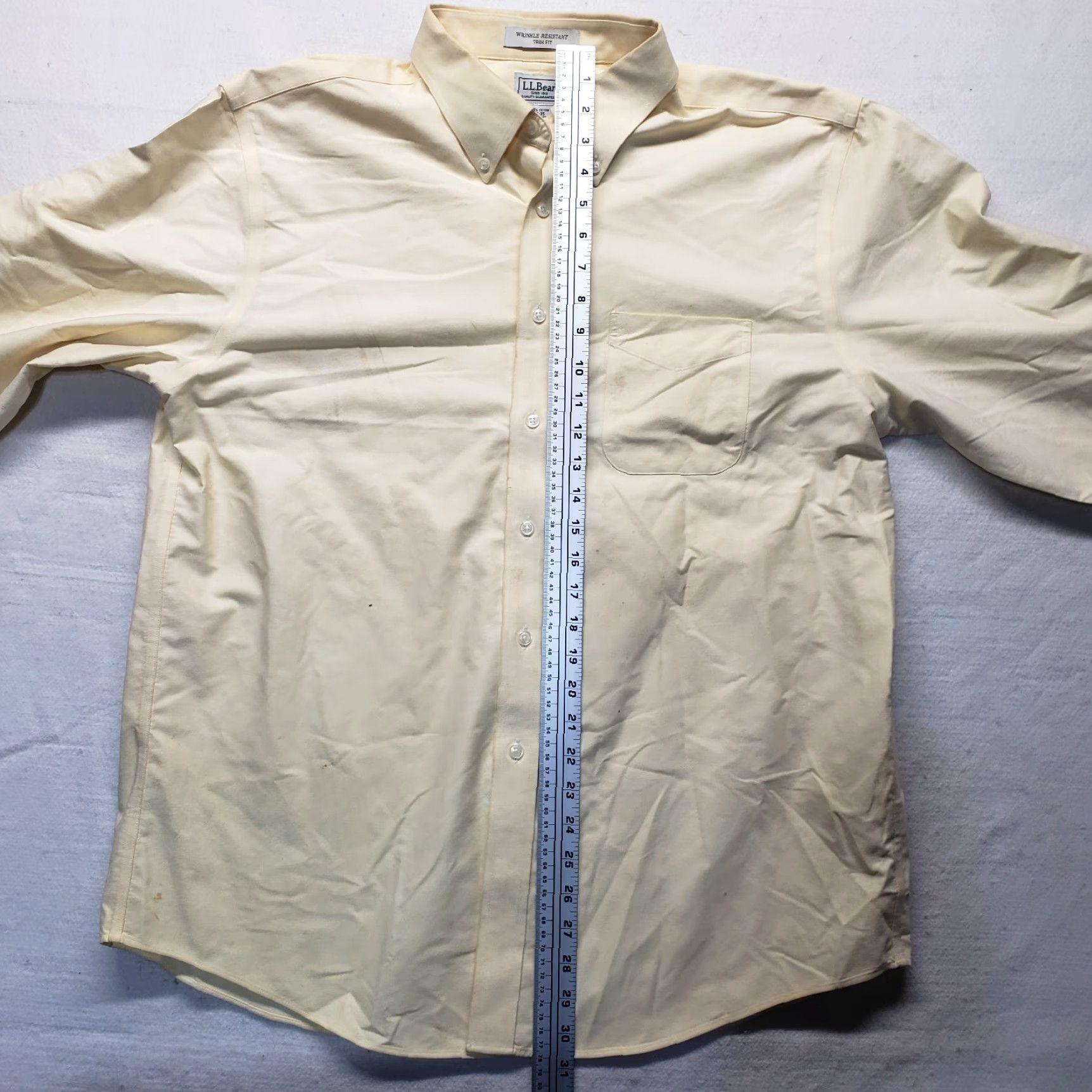 Vintage L.L. Bean Shirt Dress Shirt 100% Cotton Wrinkle Resistant Yellow Men 17 35 Oxford Button-Down Collar Vintage No Size US XL / EU 56 / 4 - 6 Thumbnail