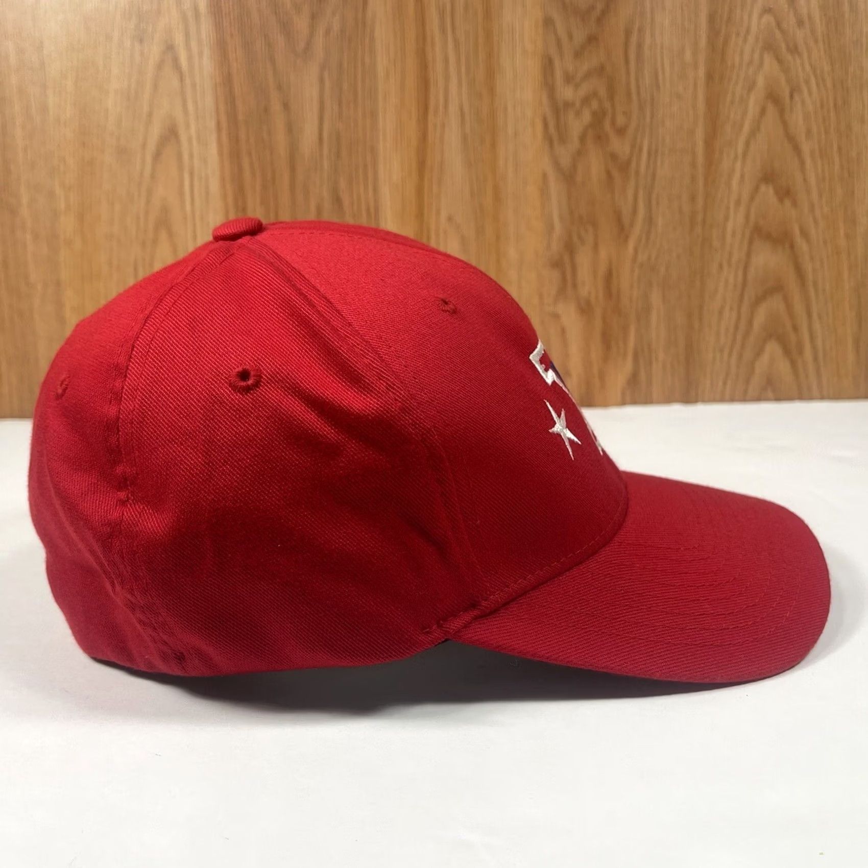 Vintage Flexfit Red Baseball Hat Cap Adult Size S-M Fitted Stretch Breathable Stars Logo Y All Stars Size ONE SIZE - 7 Thumbnail