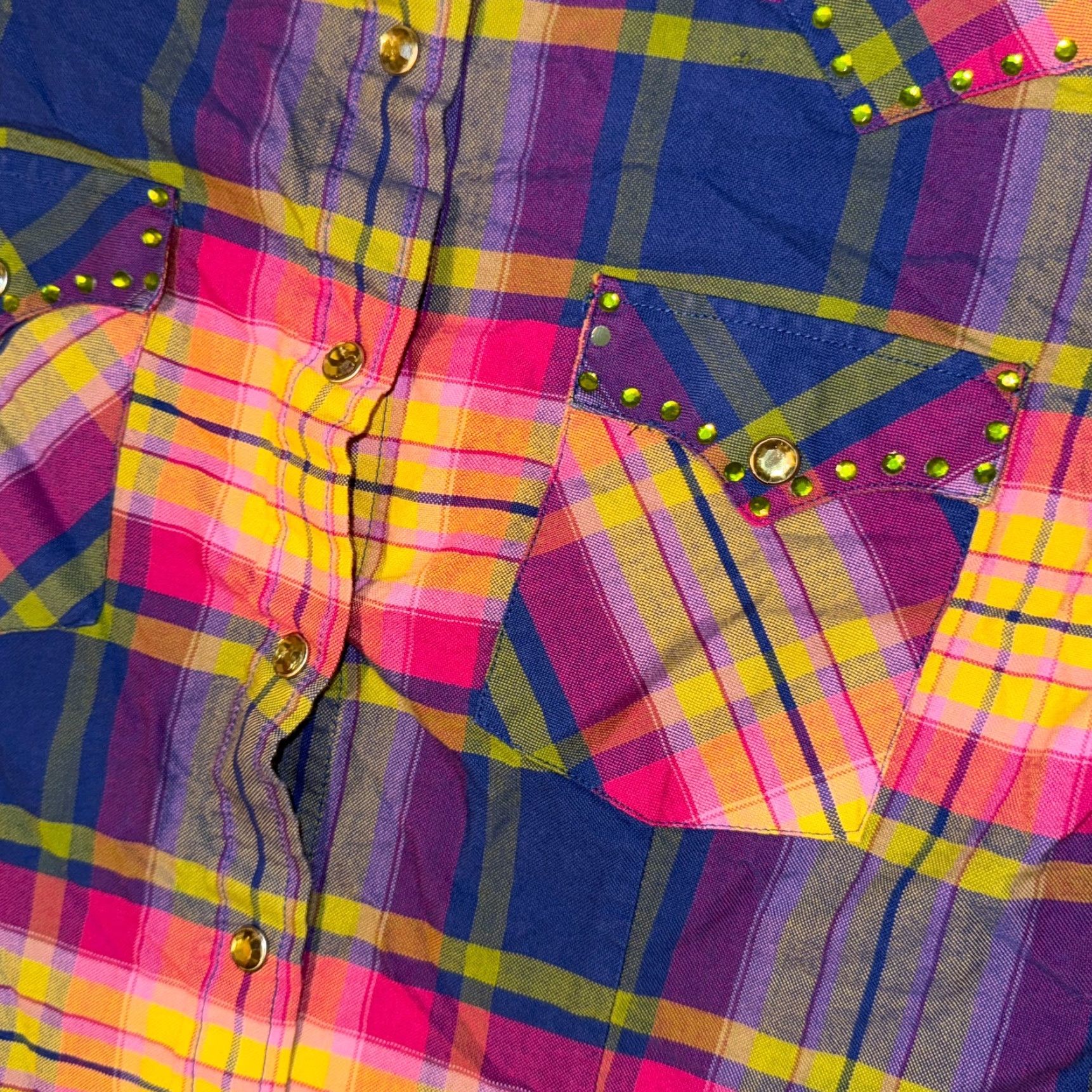 Vintage Panhandle Slim Shirt Pink Plaid Rhinestone Western Button-Up M Womens Regular Long Sleeve Cotton Size M / US 6-8 / IT 42-44 - 6 Thumbnail