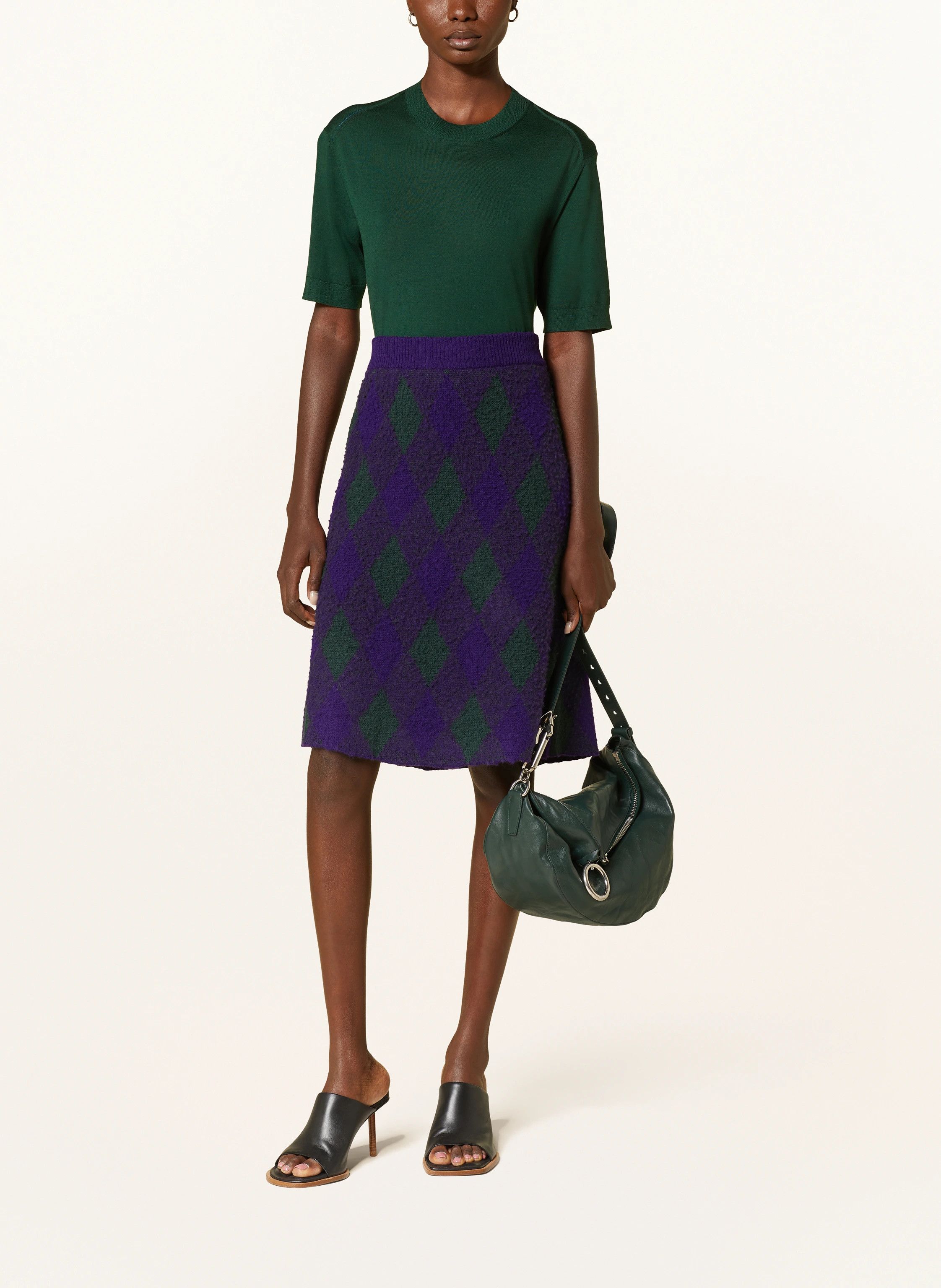Burberry BURBERRY green purple argyle knit wool skirt Daniel Lee Size 30" / US 8 / IT 44 - 3 Thumbnail