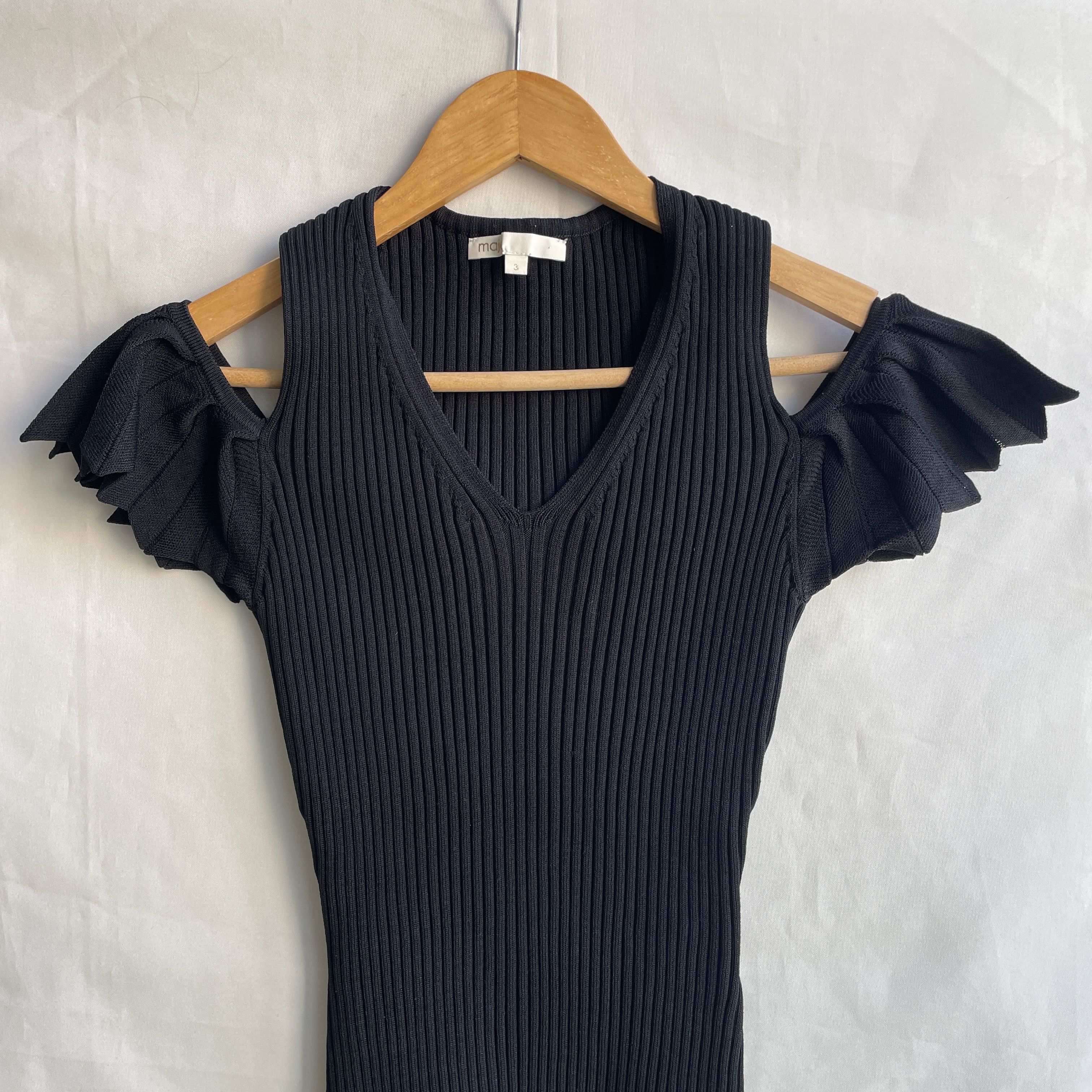 Maje Maje E17 Marion Ribbed Stretch Knitted Top Size 3 Size M / US 6-8 / IT 42-44 - 3 Thumbnail