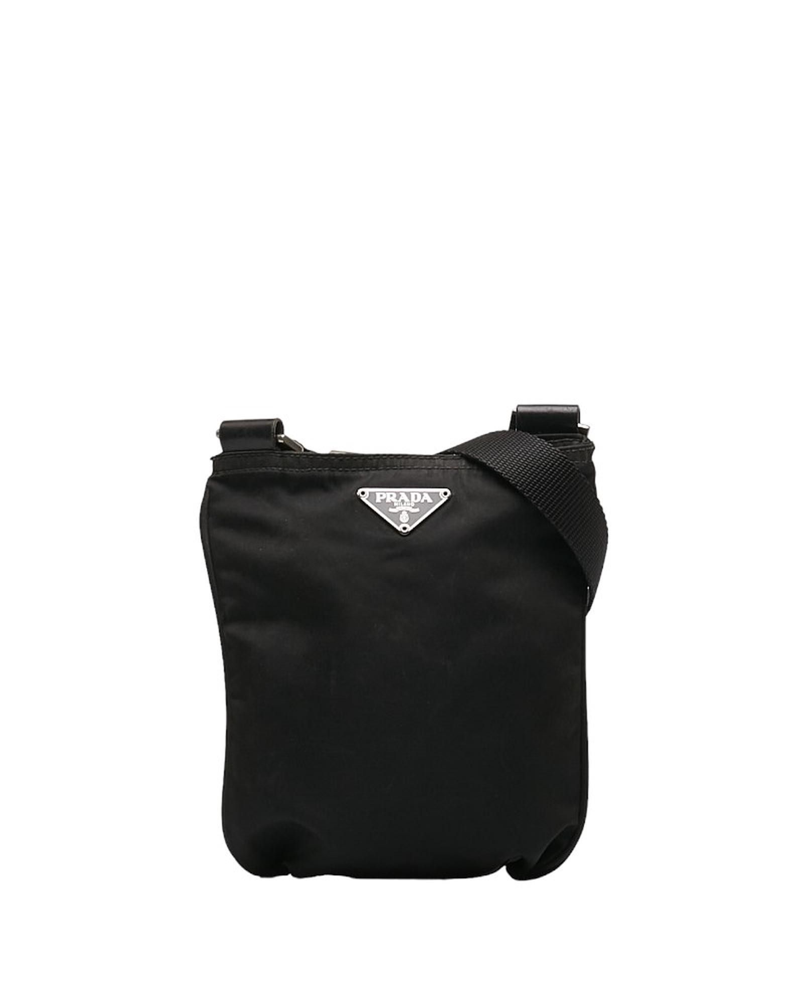 image of Prada Flat Crossbody Bag In Black, Women's
