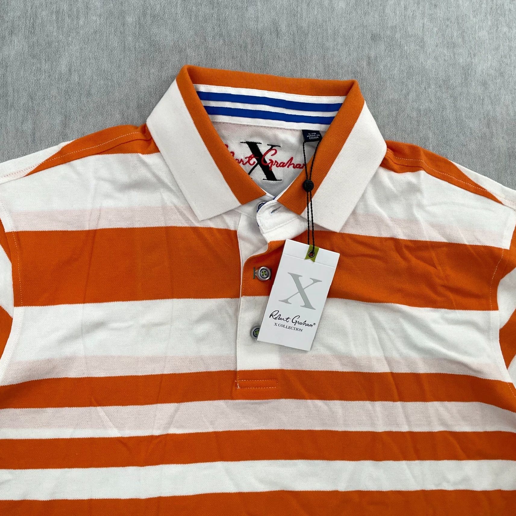 Robert Graham VINTAGE Robert Graham Polo Shirt Mens Large Orange Striped Dragonfly Logo Casual Men's L Size US L / EU 52-54 / 3 - 3 Thumbnail